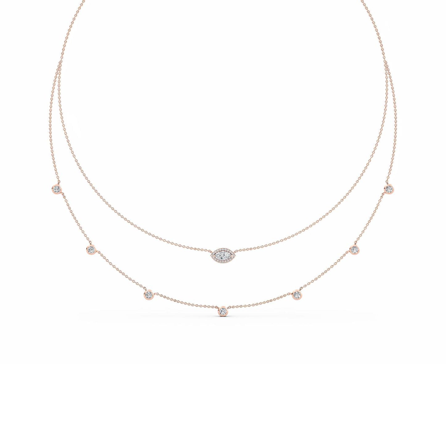 9K Rose Gold Lab Grown Diamond NECKLACE 1.14 ctw N08234-1.15CT-18IN
