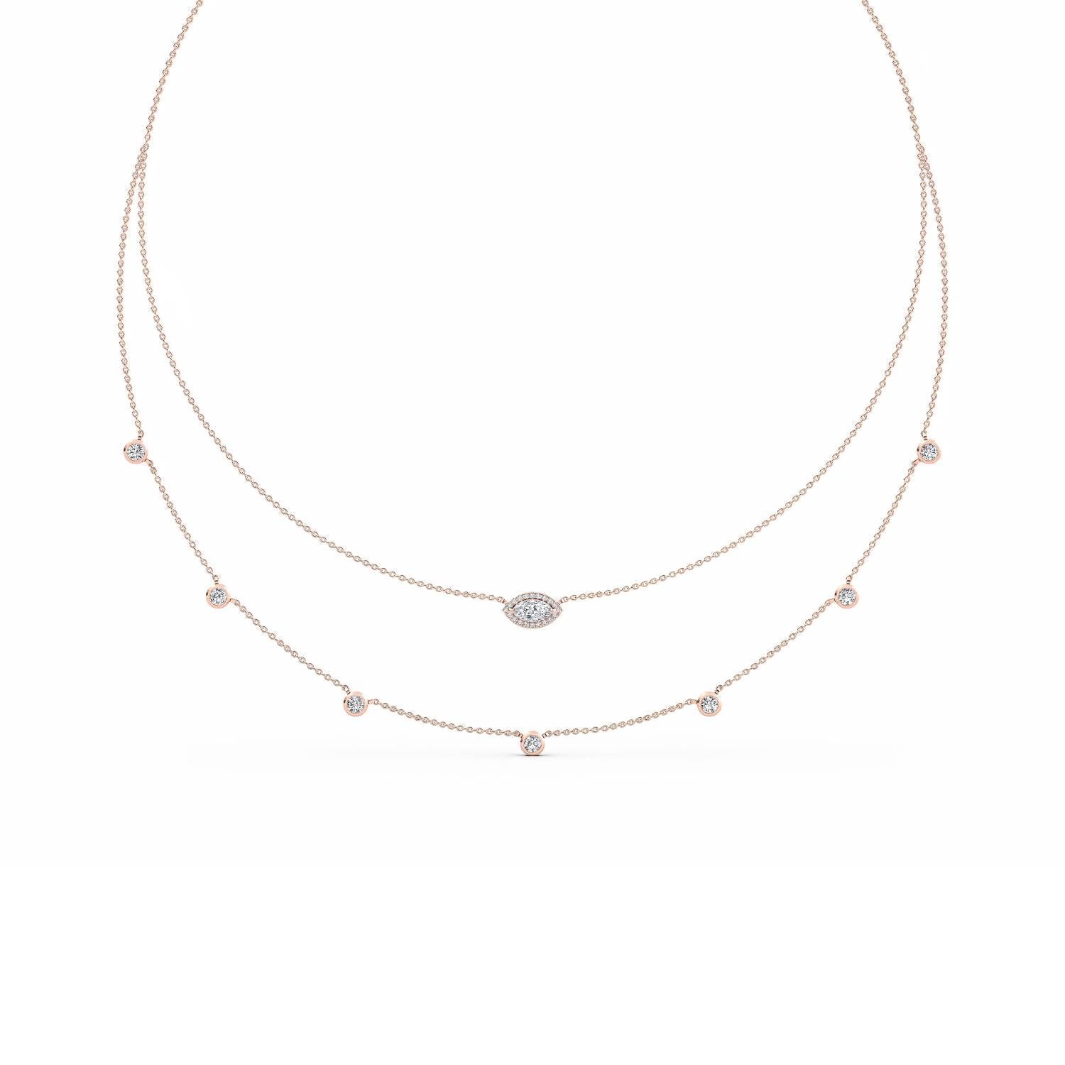 9K Rose Gold Lab Grown Diamond NECKLACE 1.14 ctw N08234-1.15CT-18IN