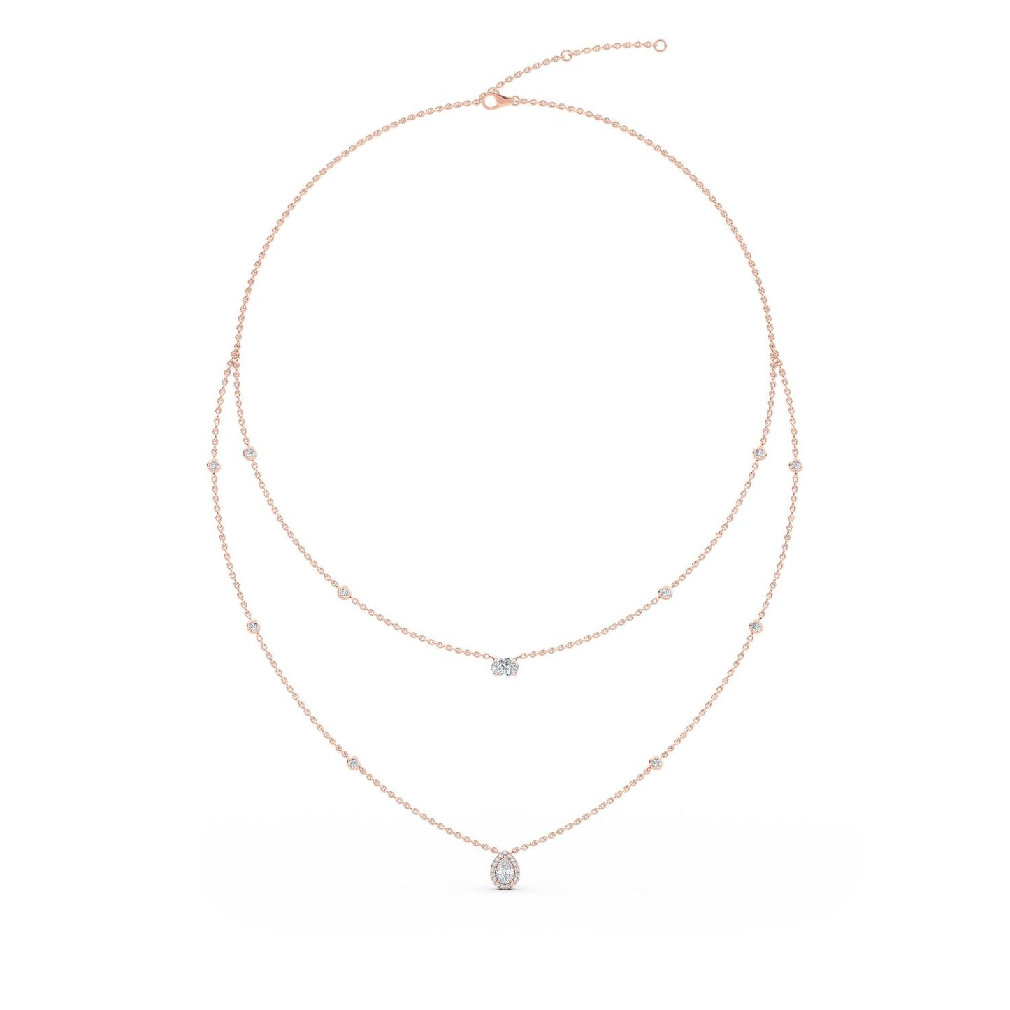 9K Rose Gold Lab Grown Diamond NECKLACE 1.69 ctw N08236-1.75CT-18IN
