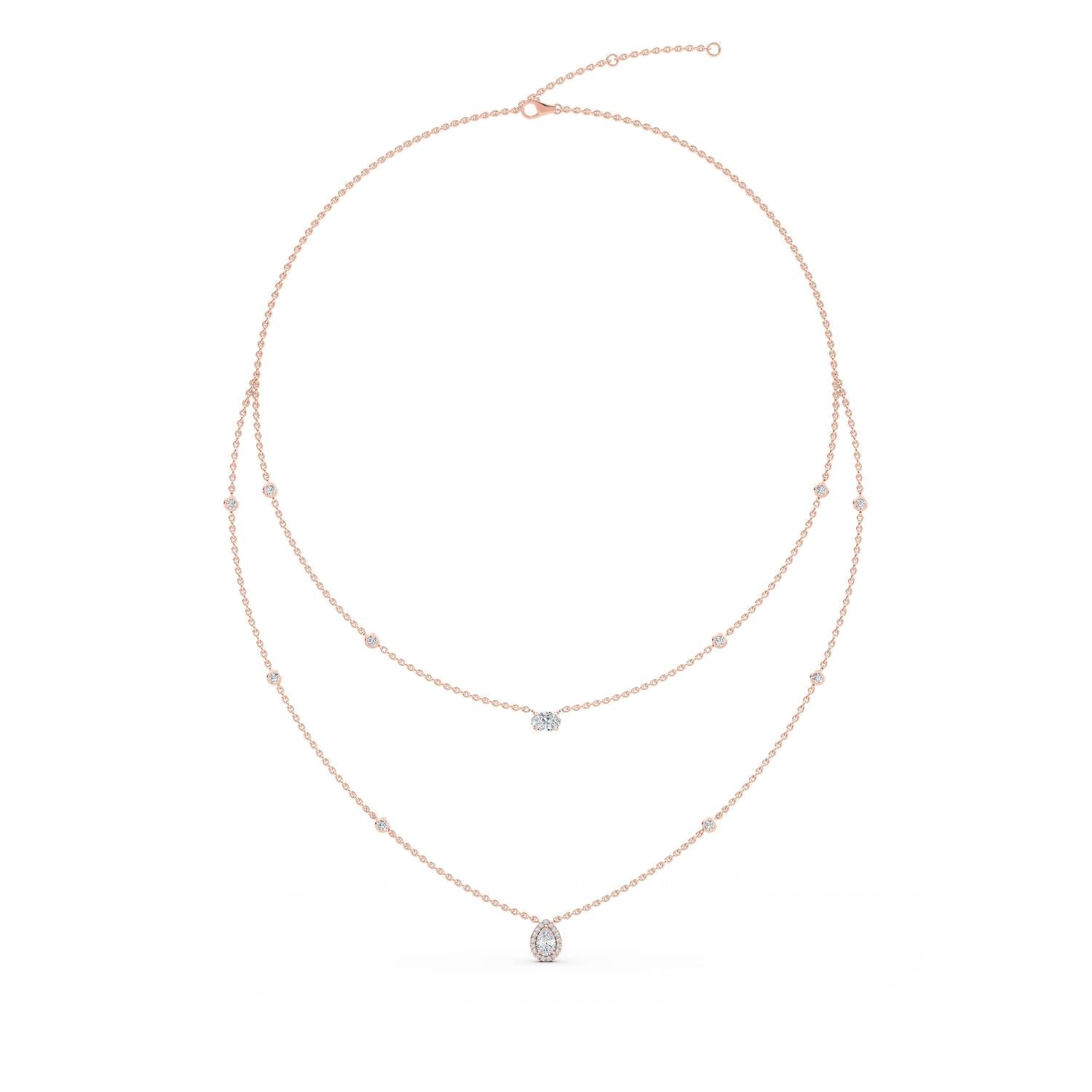 9K Rose Gold Lab Grown Diamond NECKLACE 1.69 ctw N08236-1.75CT-18IN