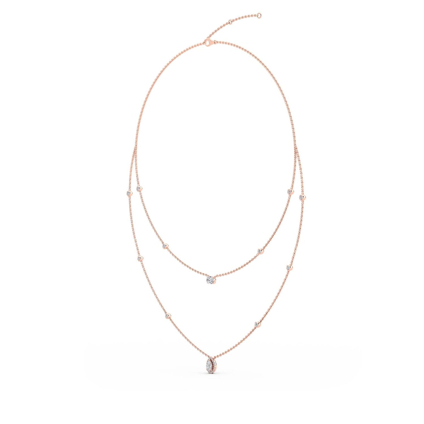 9K Rose Gold Lab Grown Diamond NECKLACE 1.69 ctw N08236-1.75CT-18IN