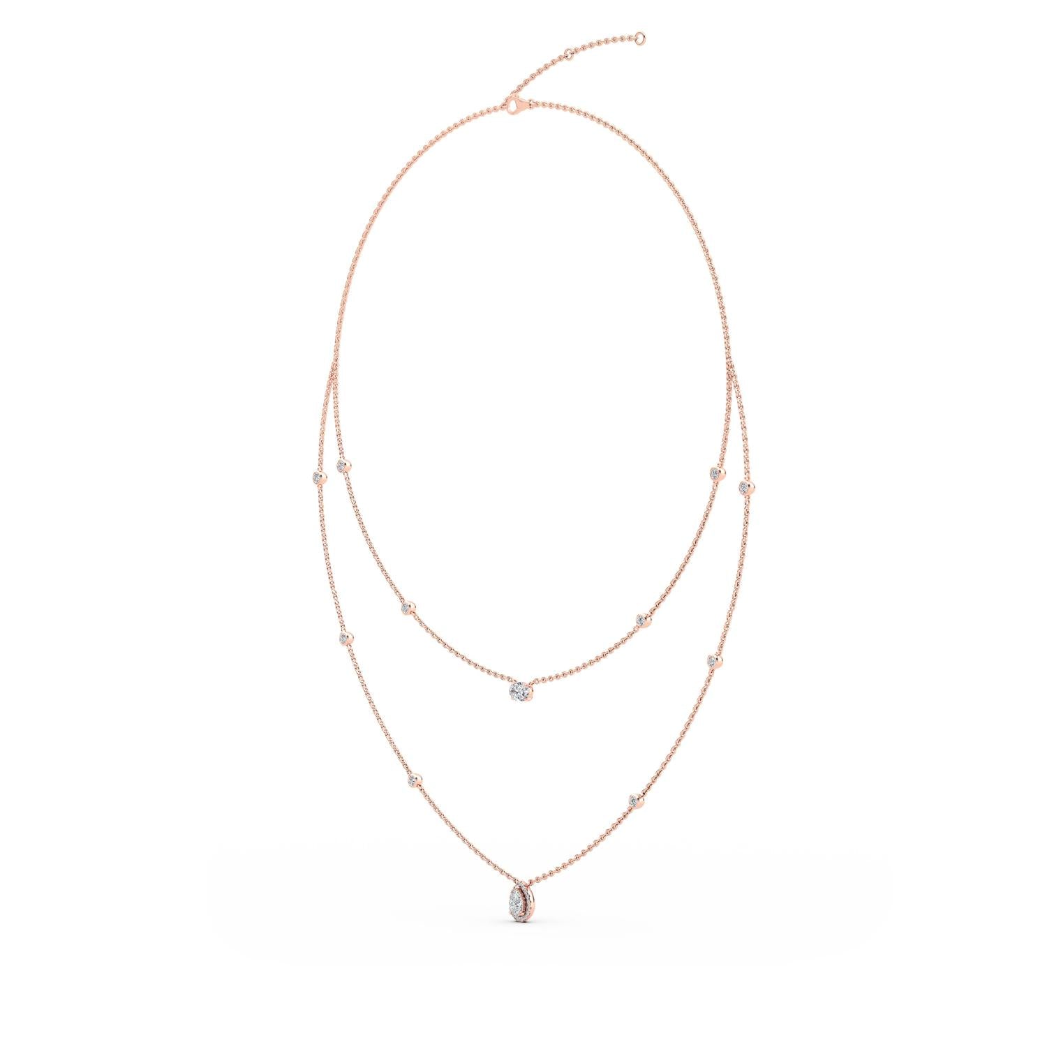 9K Rose Gold Lab Grown Diamond NECKLACE 1.69 ctw N08236-1.75CT-18IN