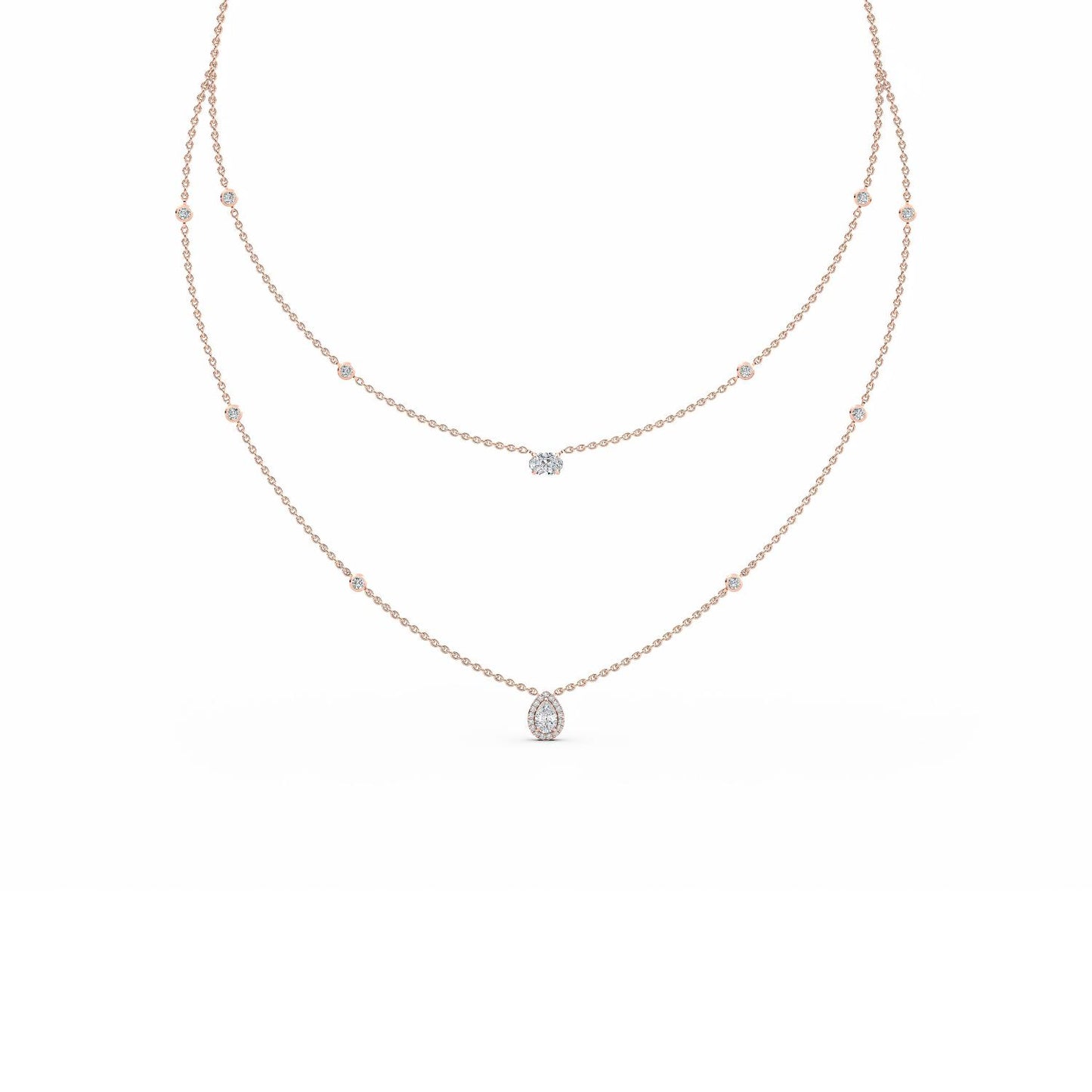 9K Rose Gold Lab Grown Diamond NECKLACE 1.69 ctw N08236-1.75CT-18IN