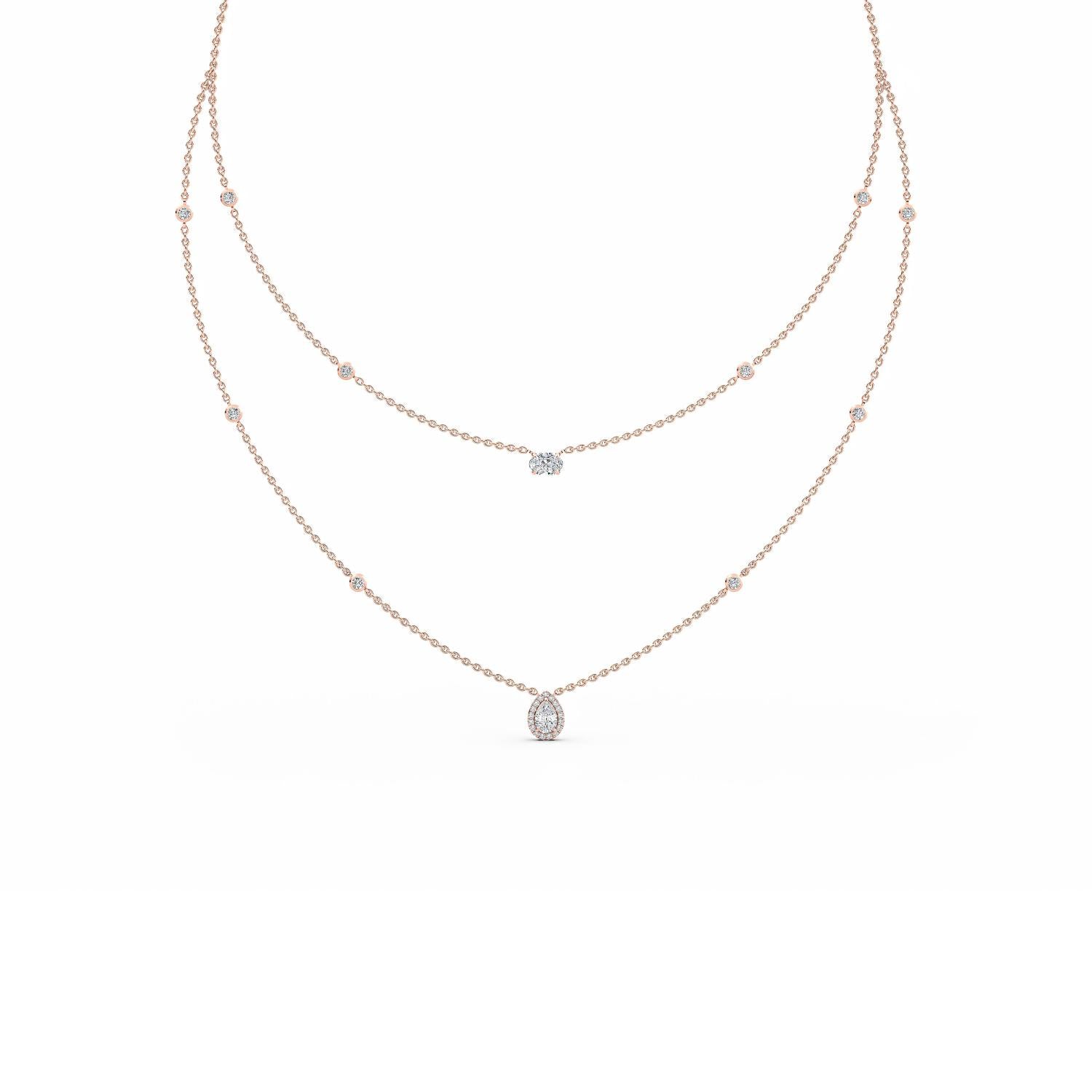 9K Rose Gold Lab Grown Diamond NECKLACE 1.69 ctw N08236-1.75CT-18IN