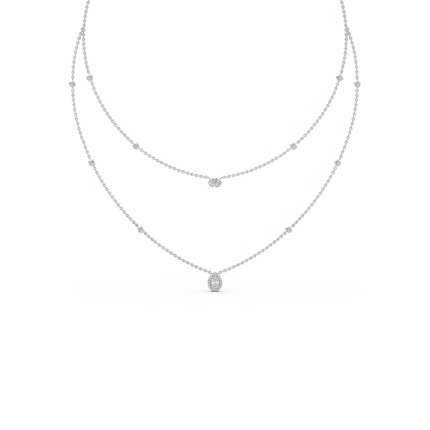9K White Gold Lab Grown Diamond NECKLACE 1.69 ctw N08236-1.75CT-18IN