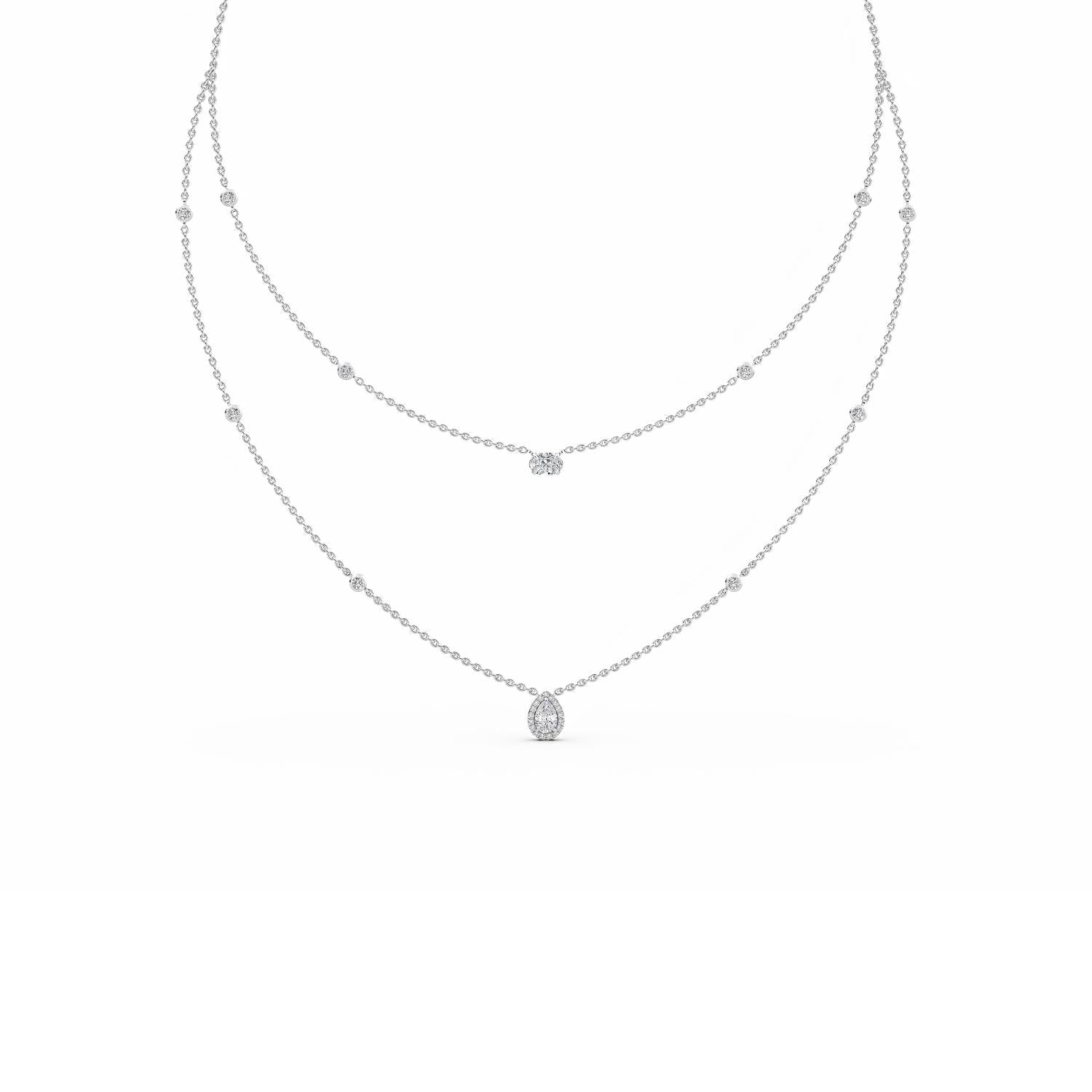 9K White Gold Lab Grown Diamond NECKLACE 1.69 ctw N08236-1.75CT-18IN