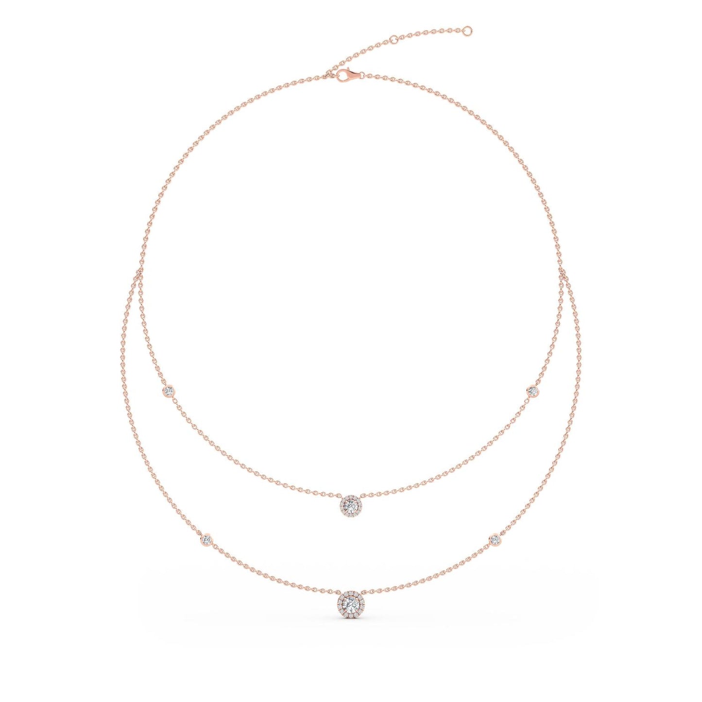 9K Rose Gold Lab Grown Diamond NECKLACE 1.45 ctw N08239-1.38CT-18IN