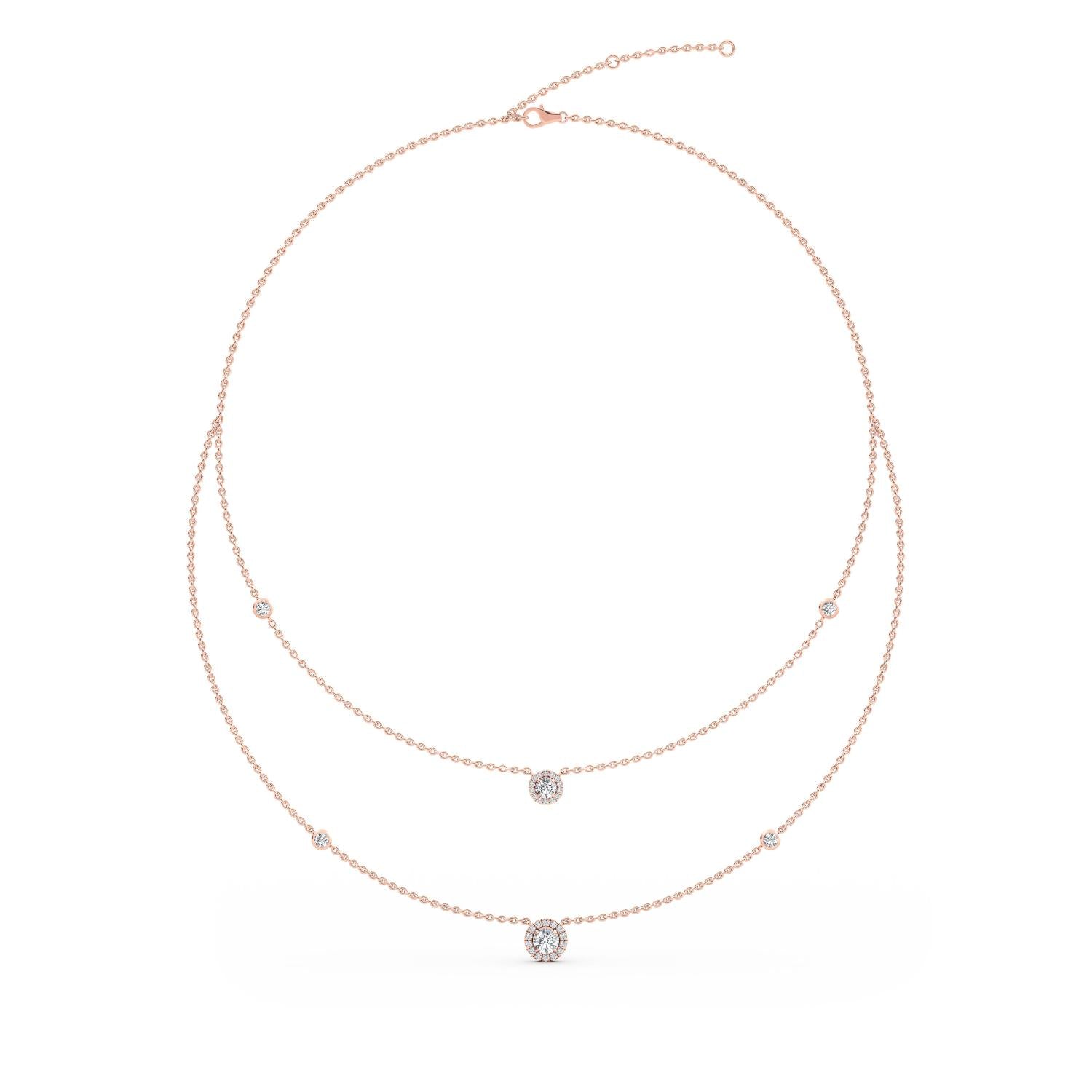 9K Rose Gold Lab Grown Diamond NECKLACE 1.45 ctw N08239-1.38CT-18IN