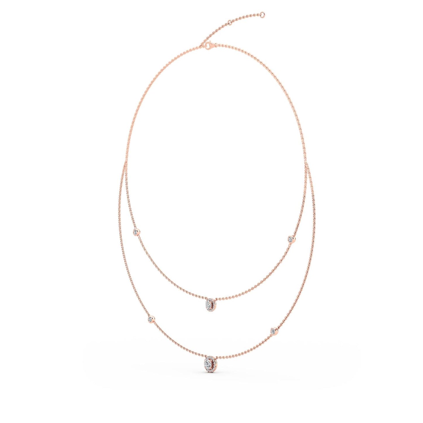 9K Rose Gold Lab Grown Diamond NECKLACE 1.45 ctw N08239-1.38CT-18IN