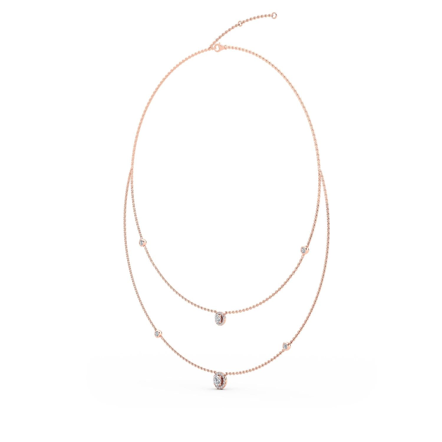 9K Rose Gold Lab Grown Diamond NECKLACE 1.45 ctw N08239-1.38CT-18IN