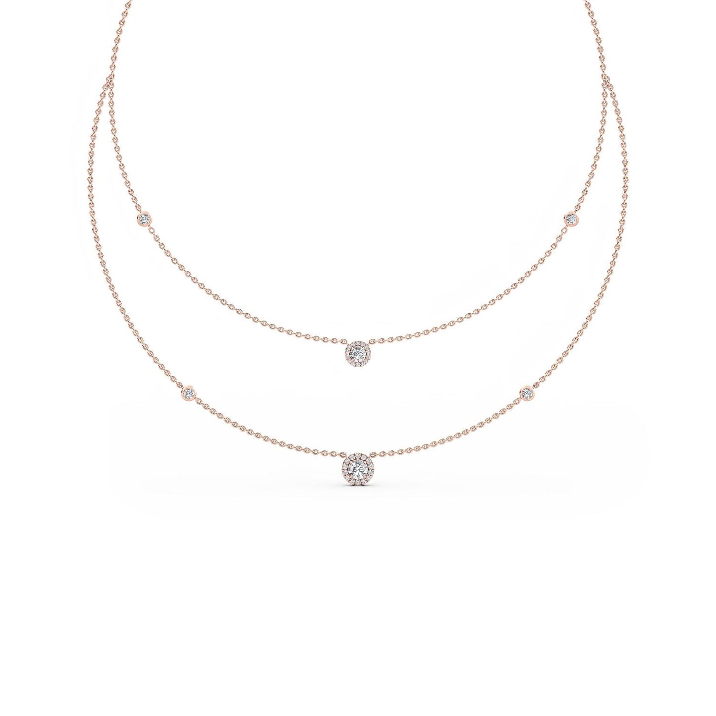 9K Rose Gold Lab Grown Diamond NECKLACE 1.45 ctw N08239-1.38CT-18IN