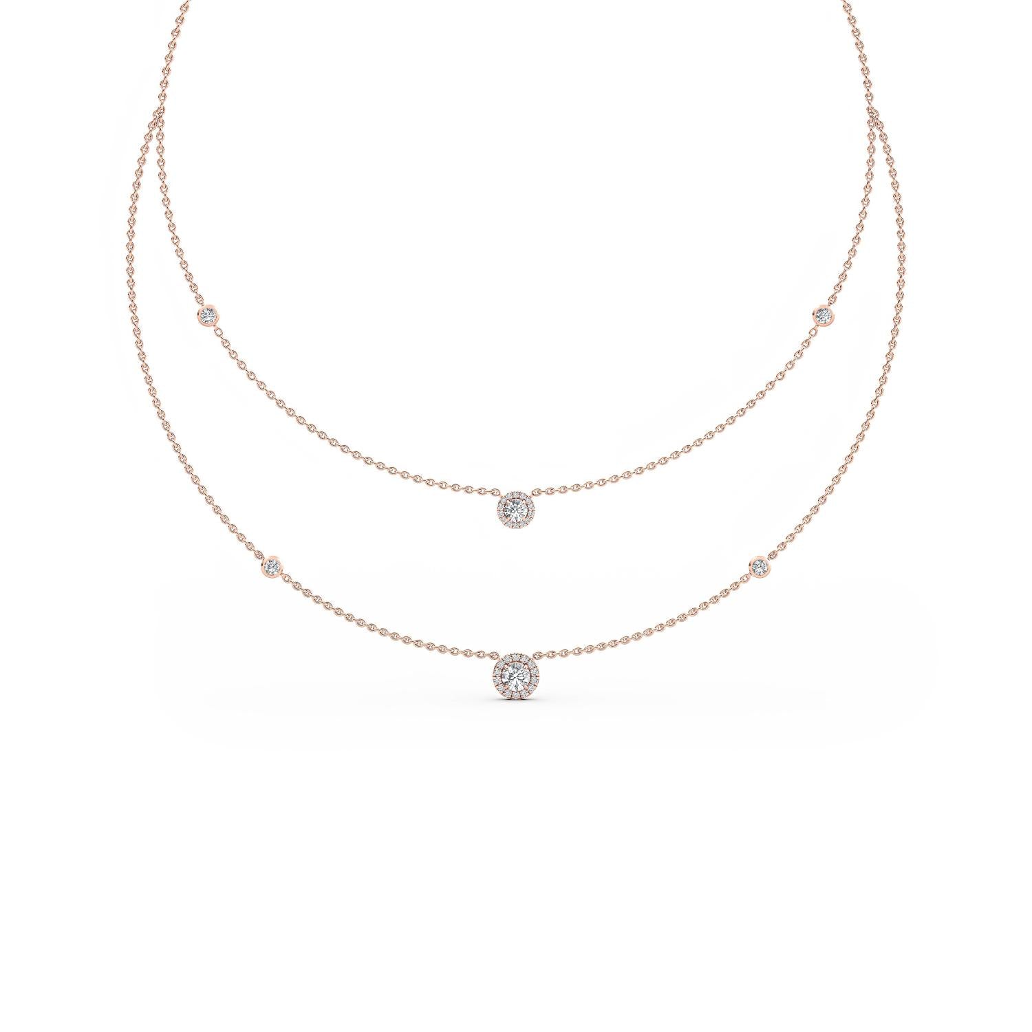 9K Rose Gold Lab Grown Diamond NECKLACE 1.45 ctw N08239-1.38CT-18IN
