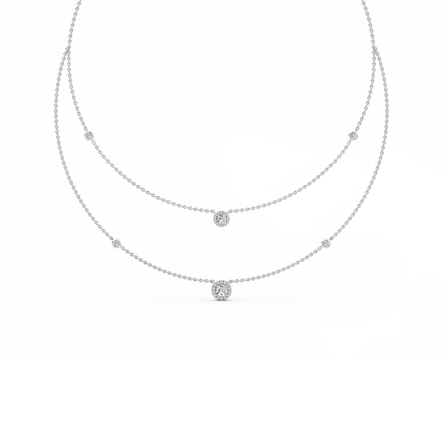 9K White Gold Lab Grown Diamond NECKLACE 1.45 ctw N08239-1.38CT-18IN