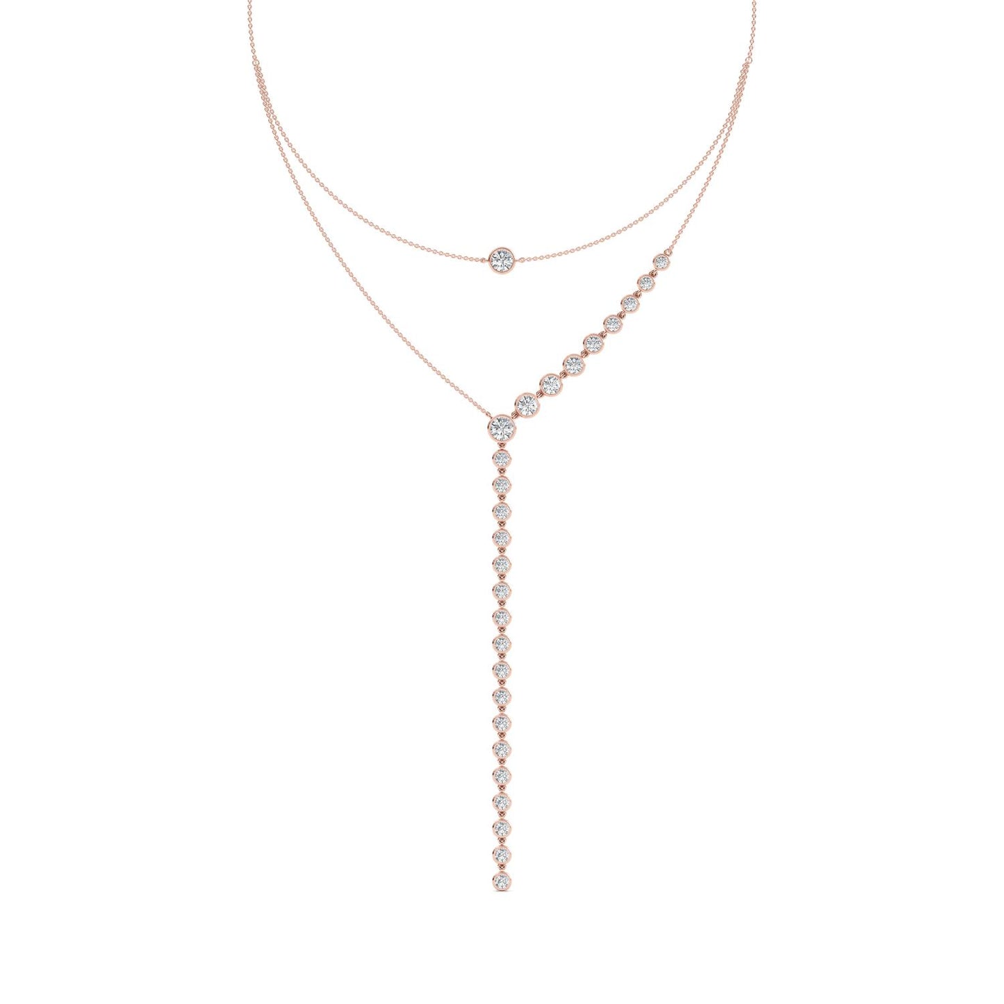 9K Rose Gold Lab Grown Diamond NECKLACE 6.35 ctw N08333-6.33CT-15IN