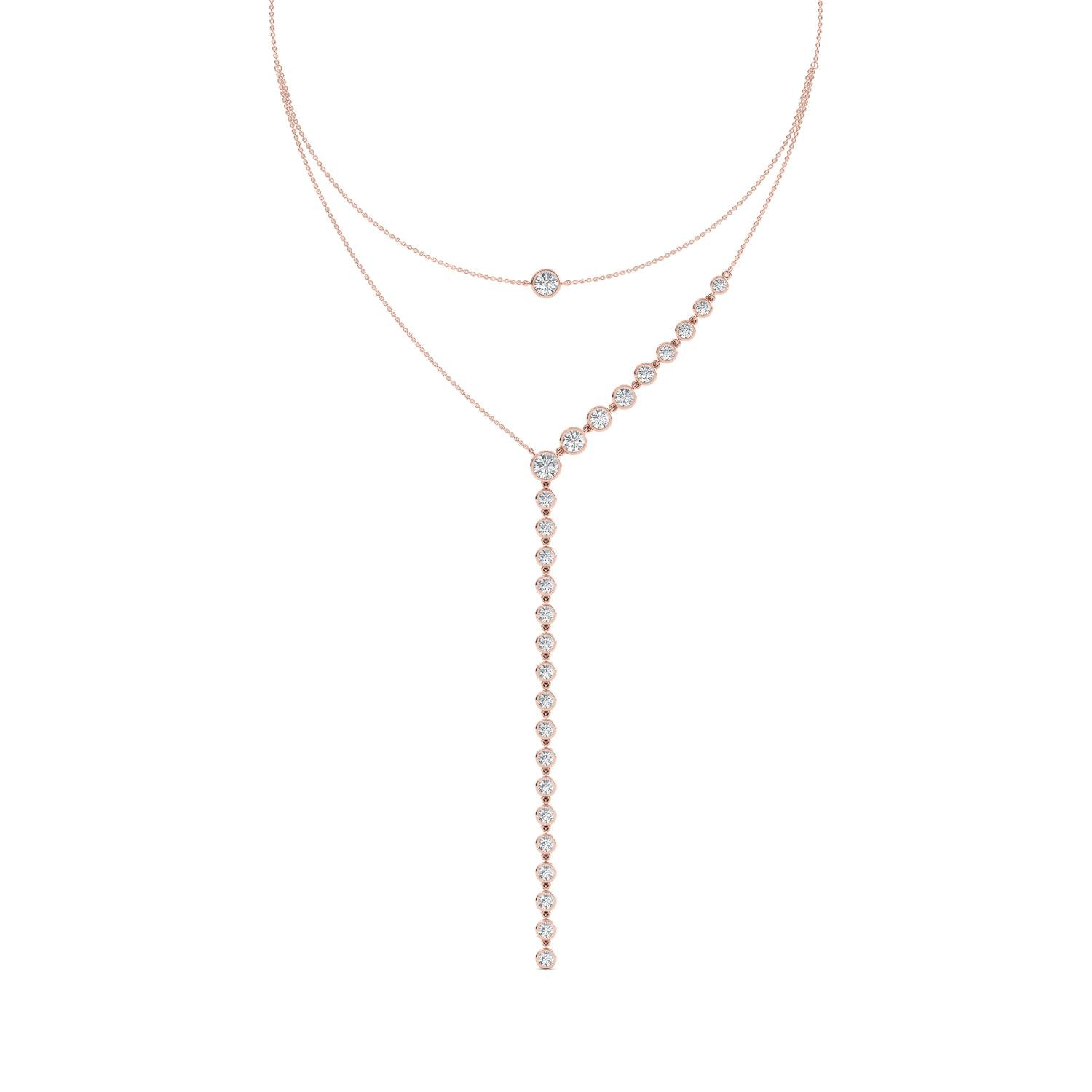 9K Rose Gold Lab Grown Diamond NECKLACE 6.35 ctw N08333-6.33CT-15IN