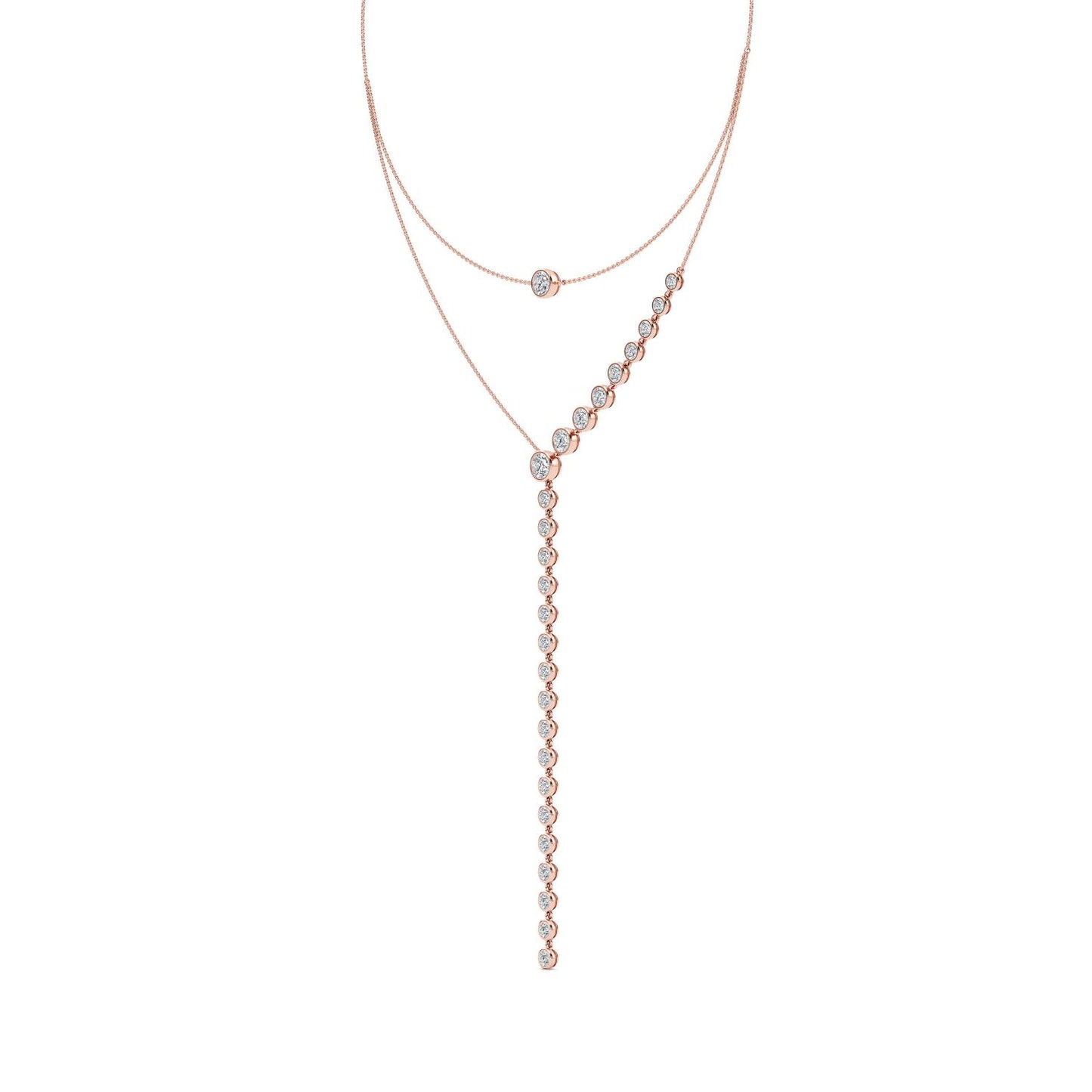 9K Rose Gold Lab Grown Diamond NECKLACE 6.35 ctw N08333-6.33CT-15IN
