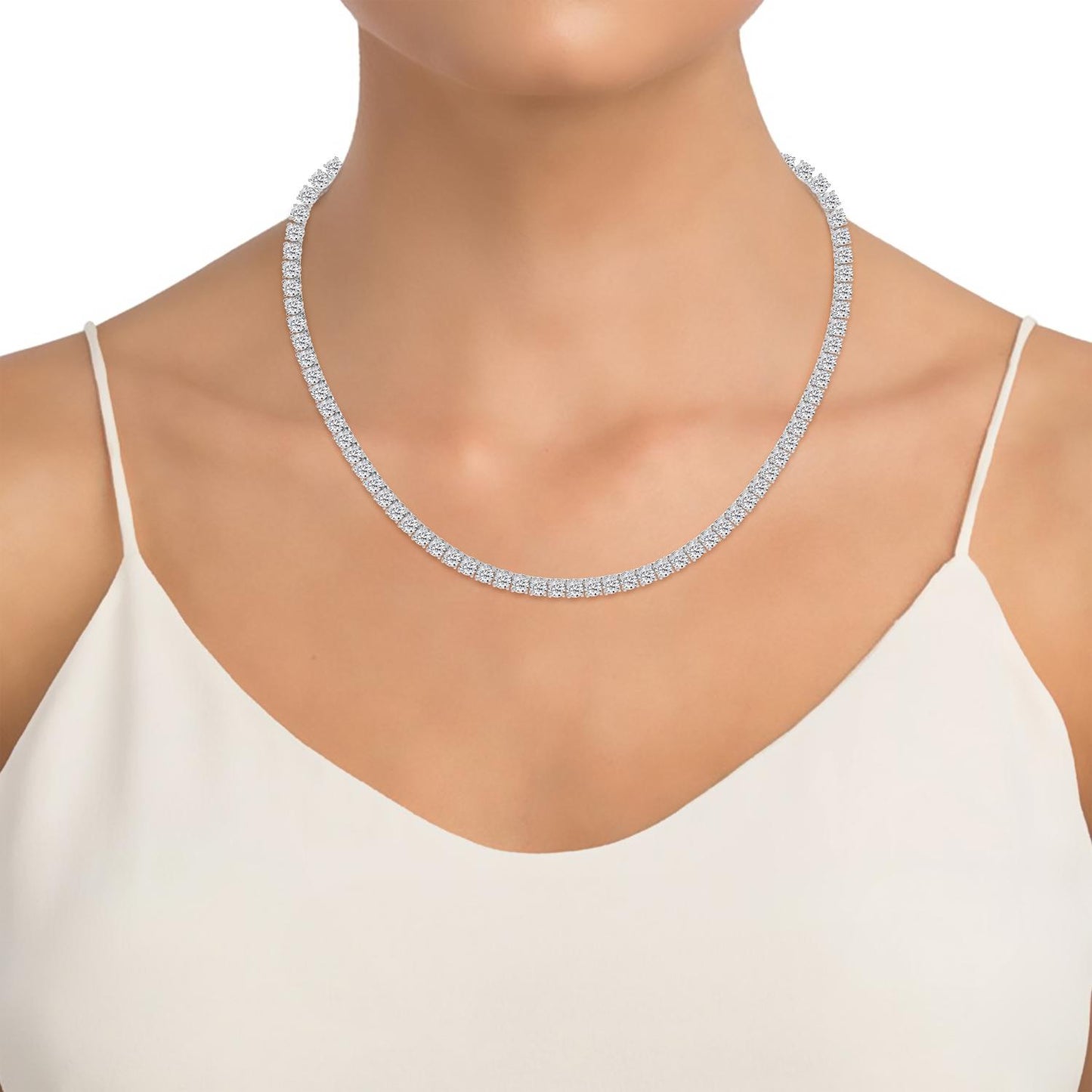 9K White Gold Lab Grown Diamond NECKLACE 13.02 ctw N08390-0.10PT-16IN