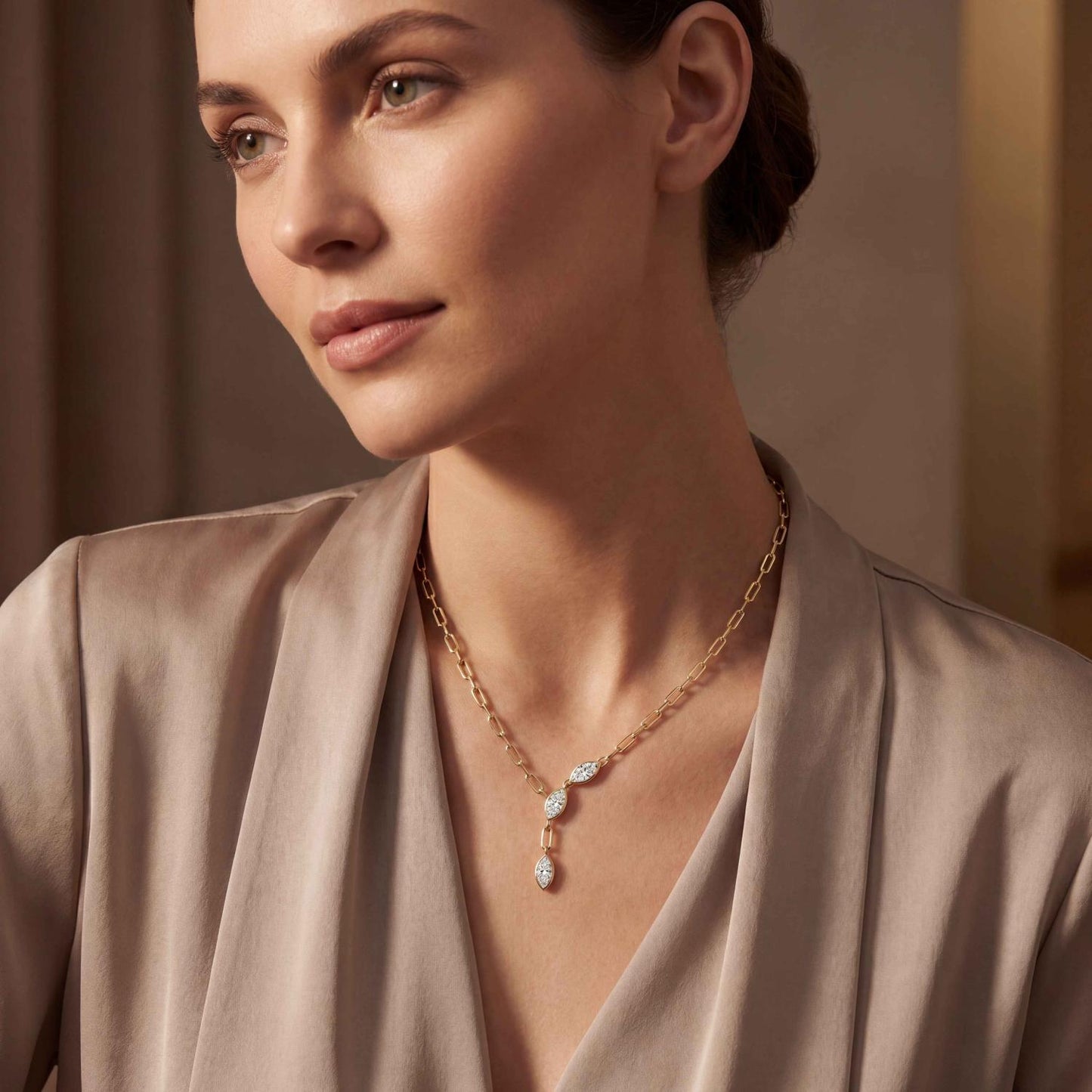 Yellow Gold Lab Grown Diamond NECKLACE 3.00 ctw N08497MQ-3-18IN
