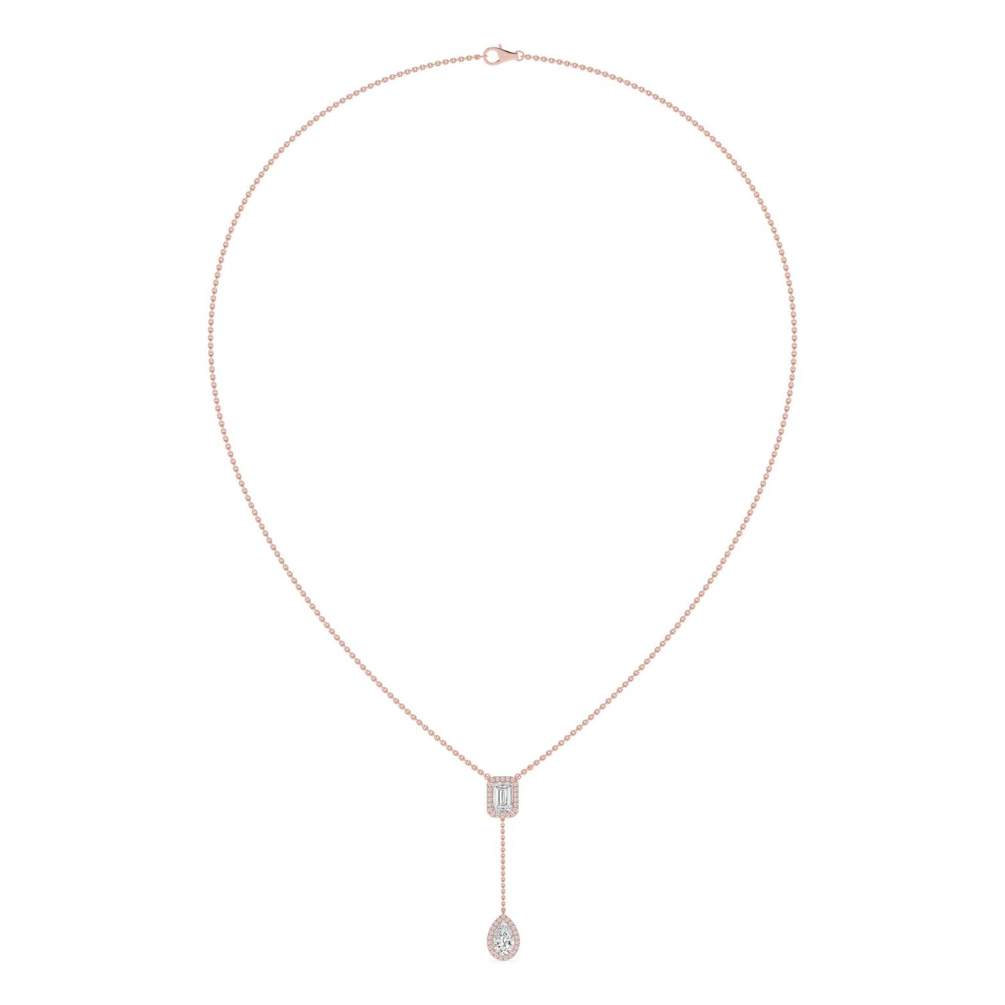 9K Rose Gold Lab Grown Diamond NECKLACE 2.01 ctw N08546EMPE-1.75CT