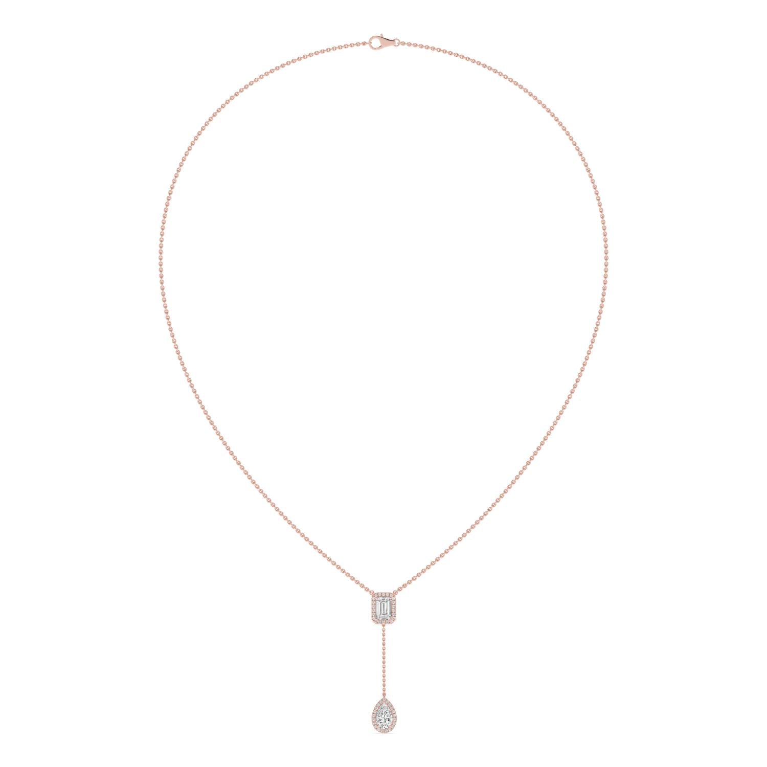 9K Rose Gold Lab Grown Diamond NECKLACE 2.01 ctw N08546EMPE-1.75CT