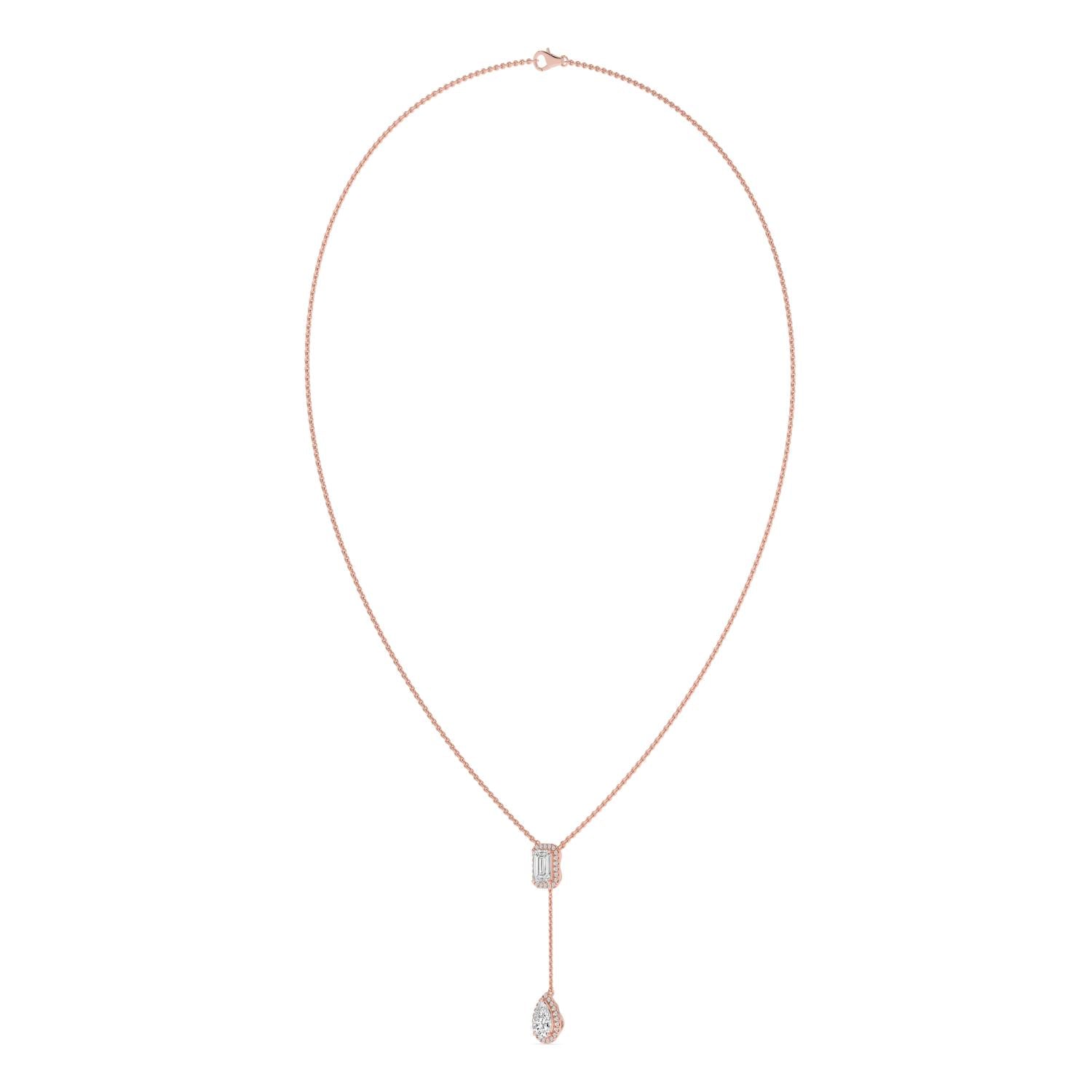 9K Rose Gold Lab Grown Diamond NECKLACE 2.01 ctw N08546EMPE-1.75CT