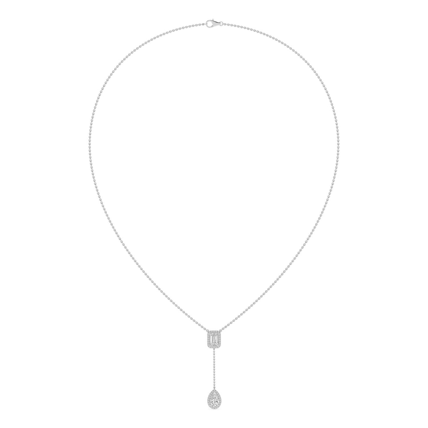 9K White Gold Lab Grown Diamond NECKLACE 2.01 ctw N08546EMPE-1.75CT