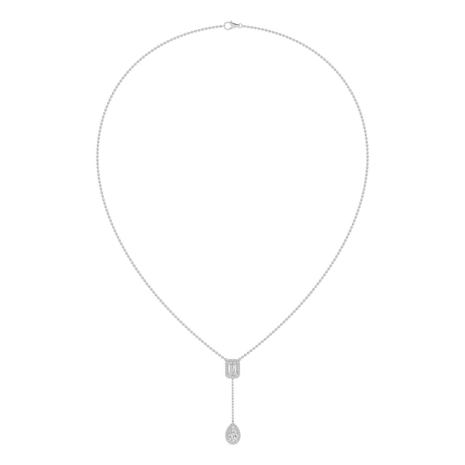 9K White Gold Lab Grown Diamond NECKLACE 2.01 ctw N08546EMPE-1.75CT