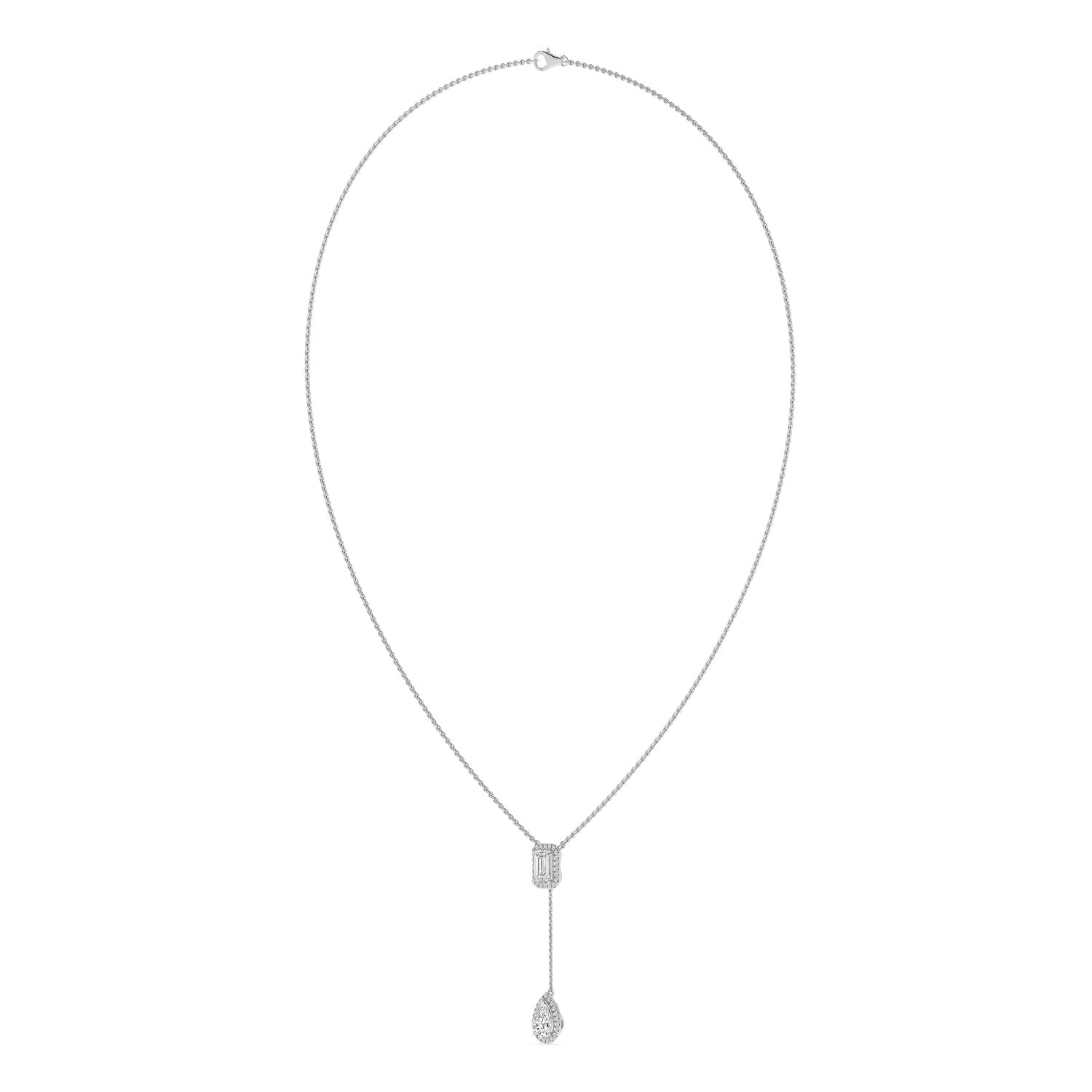 9K White Gold Lab Grown Diamond NECKLACE 2.01 ctw N08546EMPE-1.75CT