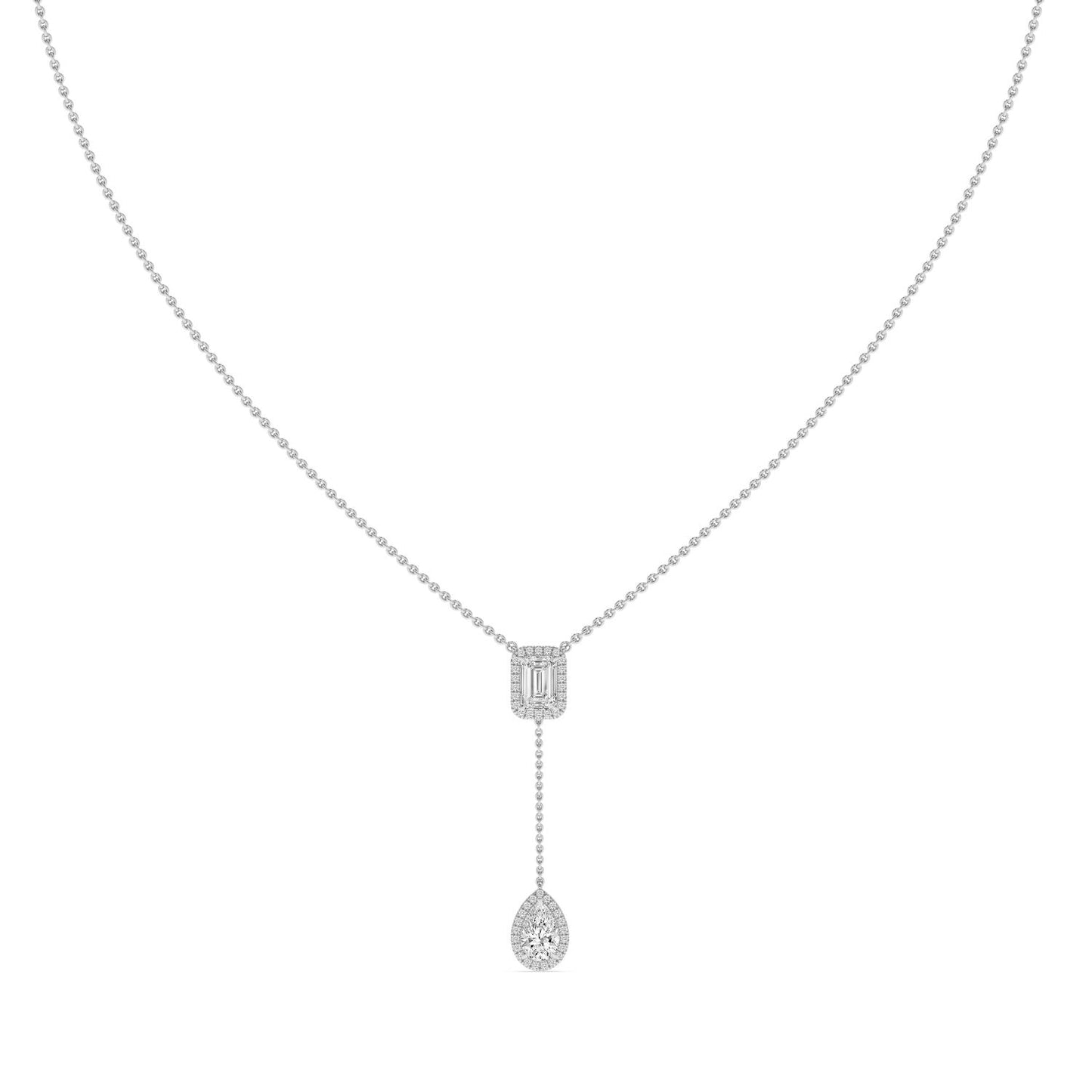 9K White Gold Lab Grown Diamond NECKLACE 2.01 ctw N08546EMPE-1.75CT