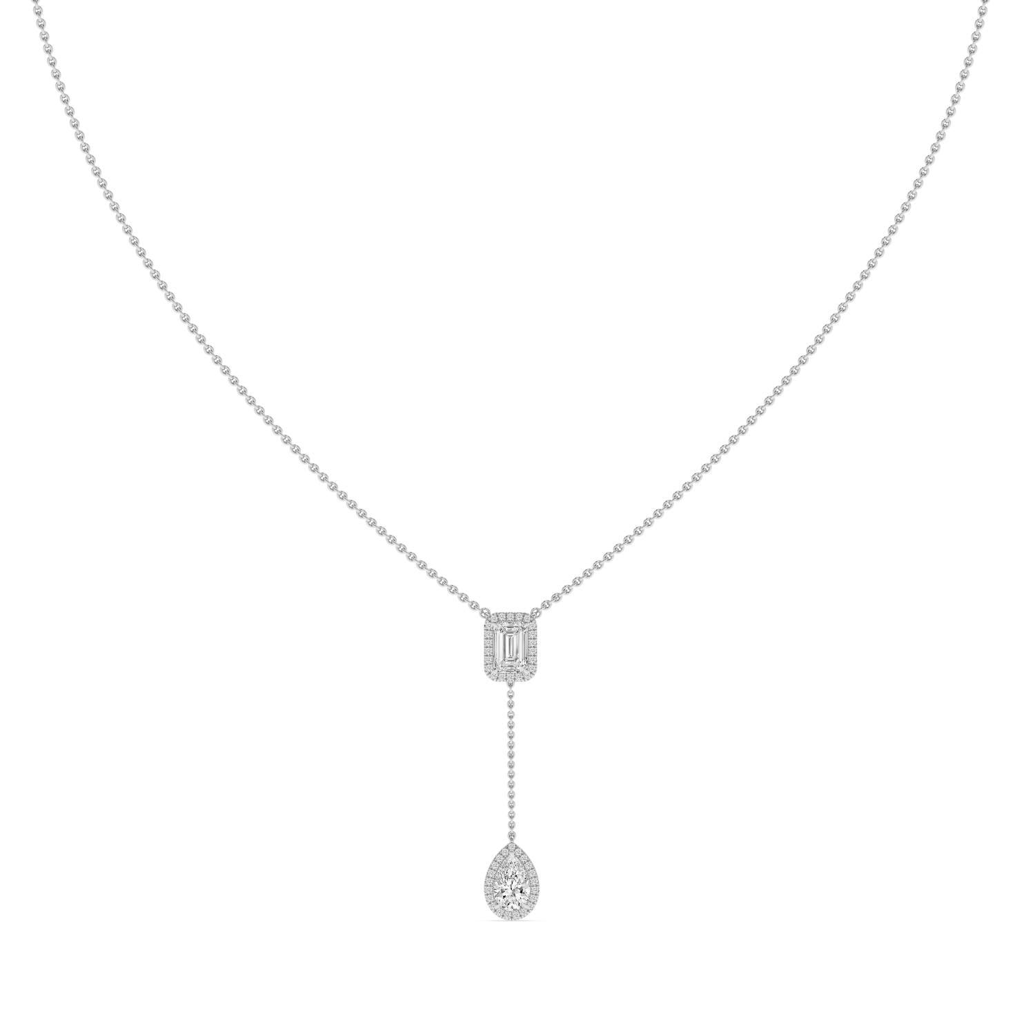 9K White Gold Lab Grown Diamond NECKLACE 2.01 ctw N08546EMPE-1.75CT