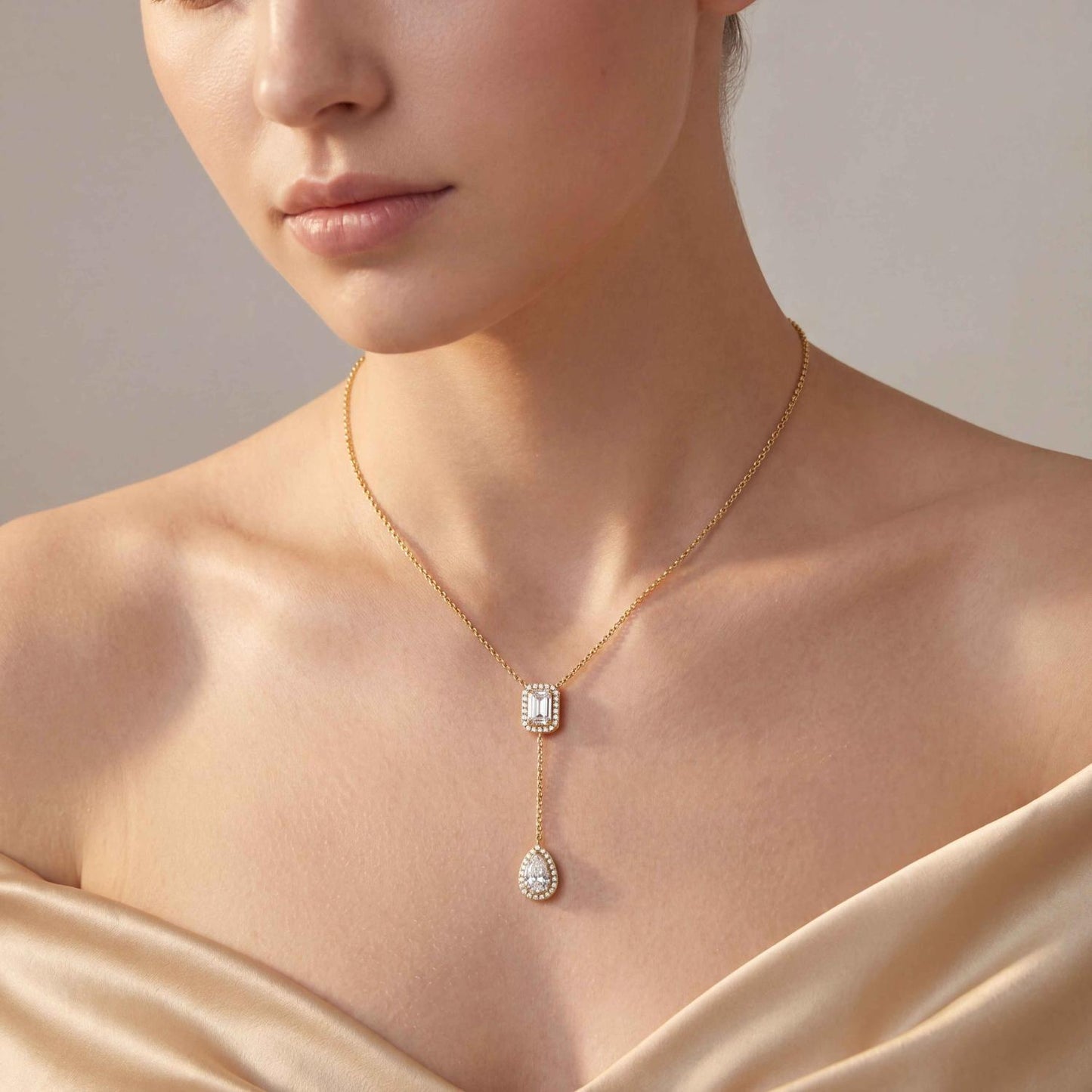 9K Yellow Gold Lab Grown Diamond NECKLACE 2.01 ctw N08546EMPE-1.75CT