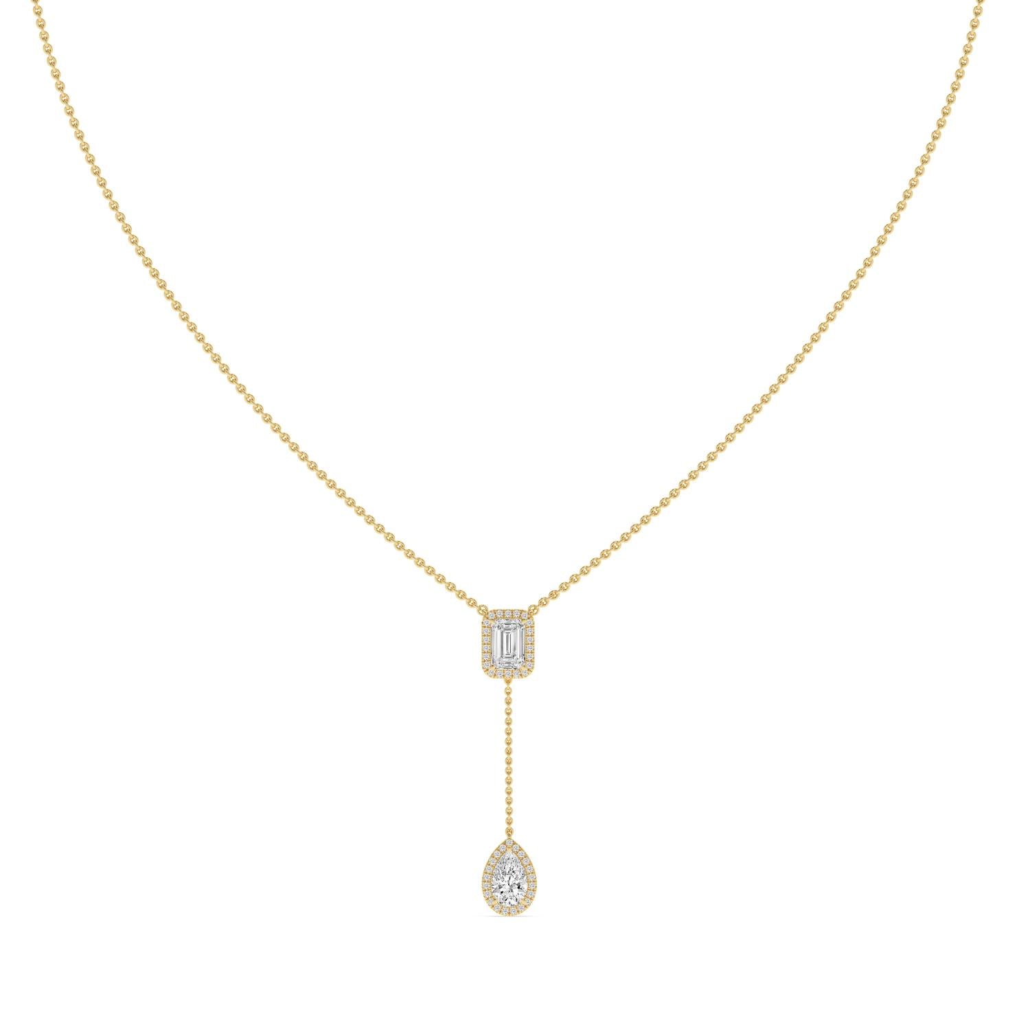 9K Yellow Gold Lab Grown Diamond NECKLACE 2.01 ctw N08546EMPE-1.75CT