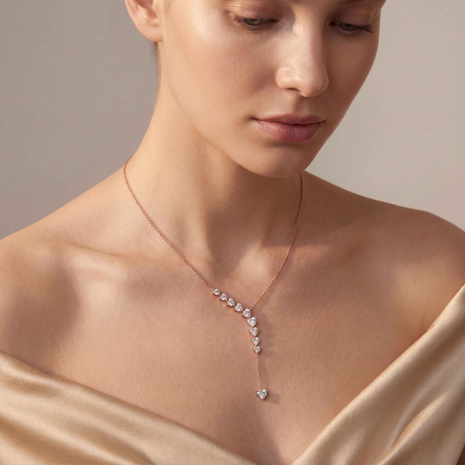 9K Rose Gold Lab Grown Diamond NECKLACE 4.92 ctw N08550HT-4.88CT-16IN