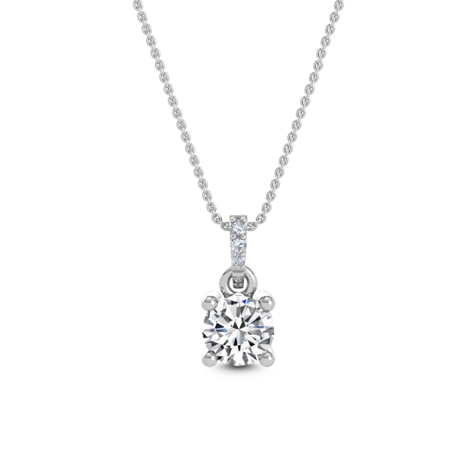 9K White Gold Lab Grown Diamond PENDANT 0.78 ctw P31591-0.75CT