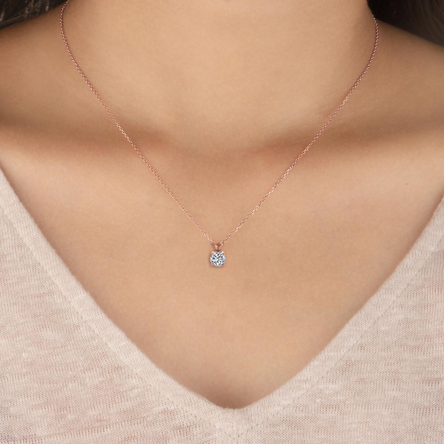 9K Rose Gold Lab Grown Diamond PENDANT 1.25 ctw P31594-1.25CT