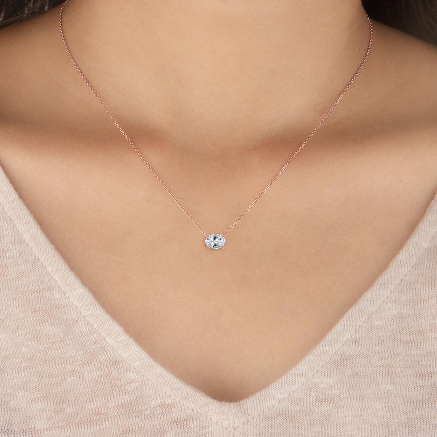 9K Rose Gold Lab Grown Diamond PENDANT 1.09 ctw P31603OV-1