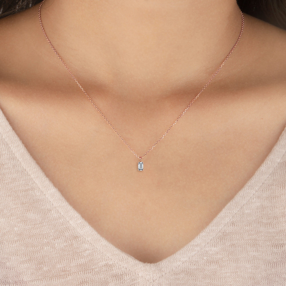 9K Rose Gold Lab Grown Diamond Solitaire Pendant1 ctw P31604EM-1