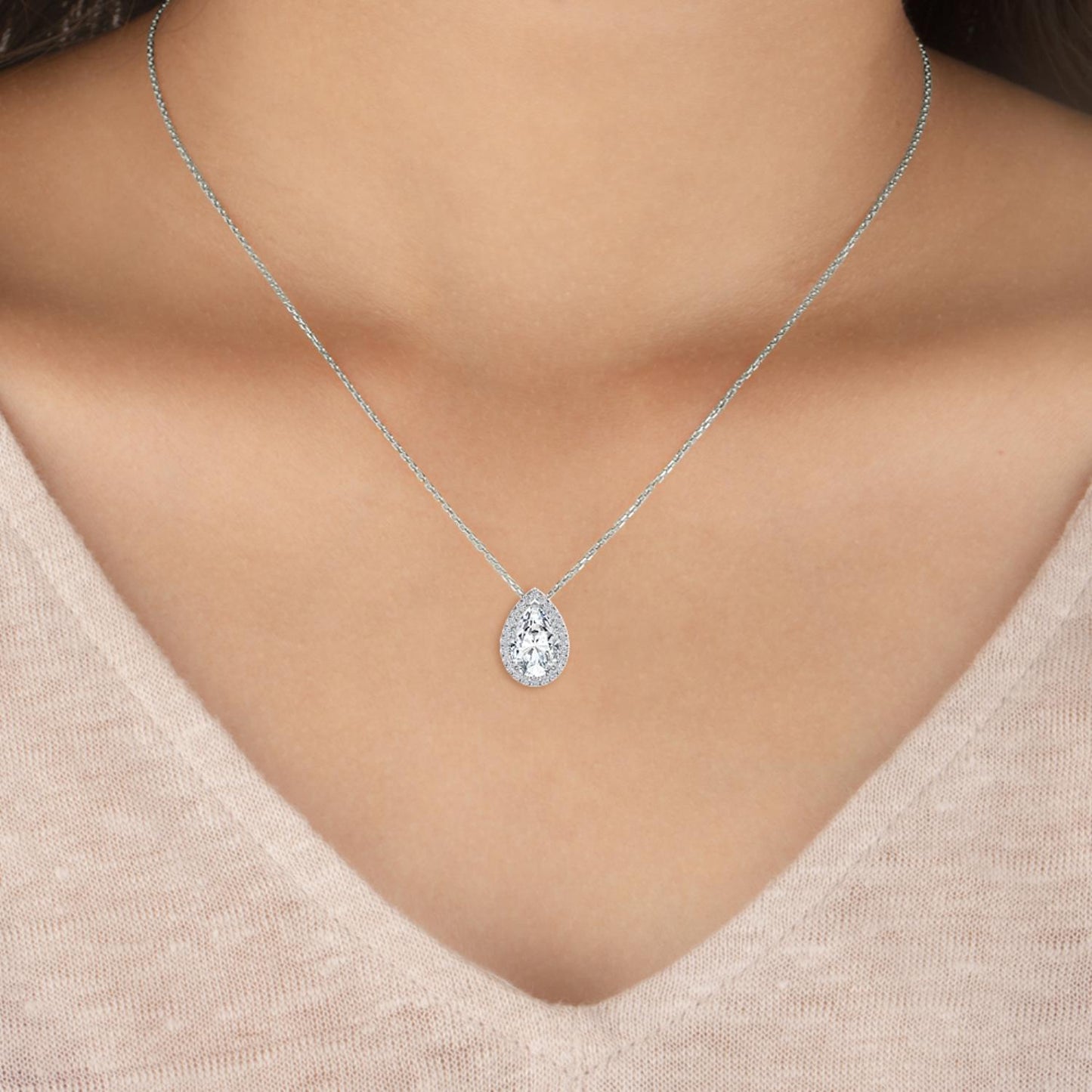 9K White Gold Lab Grown Diamond PENDANT 0.77 ctw P31624PE-0.75CT