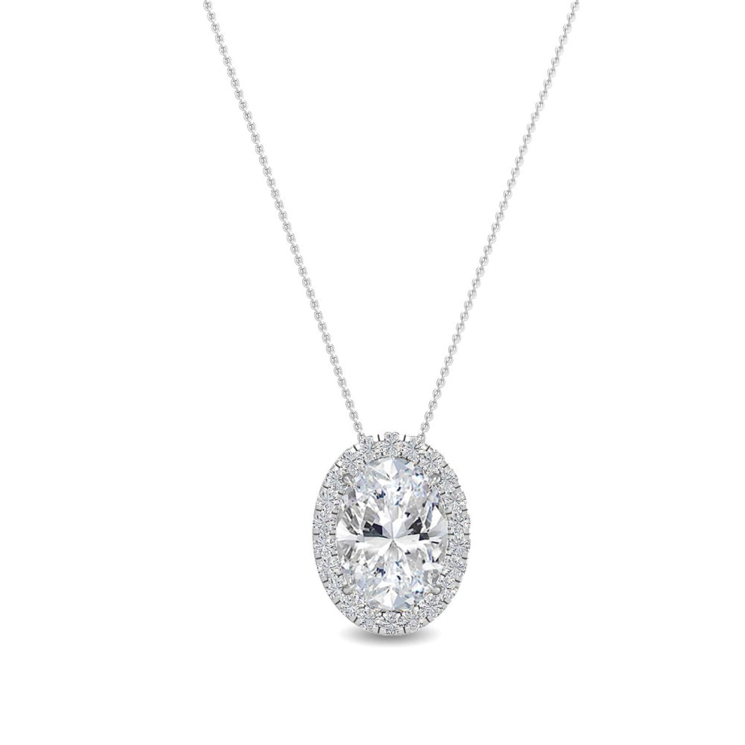 9K White Gold Lab Grown Diamond PENDANT 0.80 ctw P31625OV-0.75CT