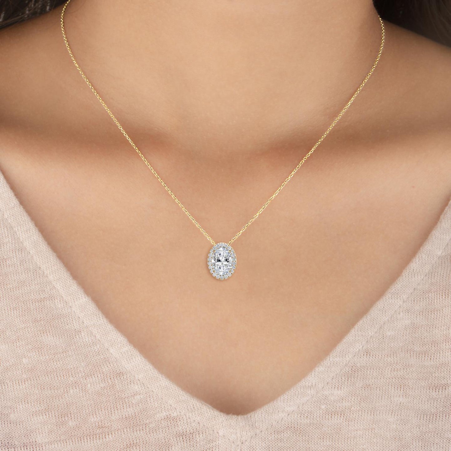 9K Yellow Gold Lab Grown Diamond PENDANT 0.80 ctw P31625OV-0.75CT