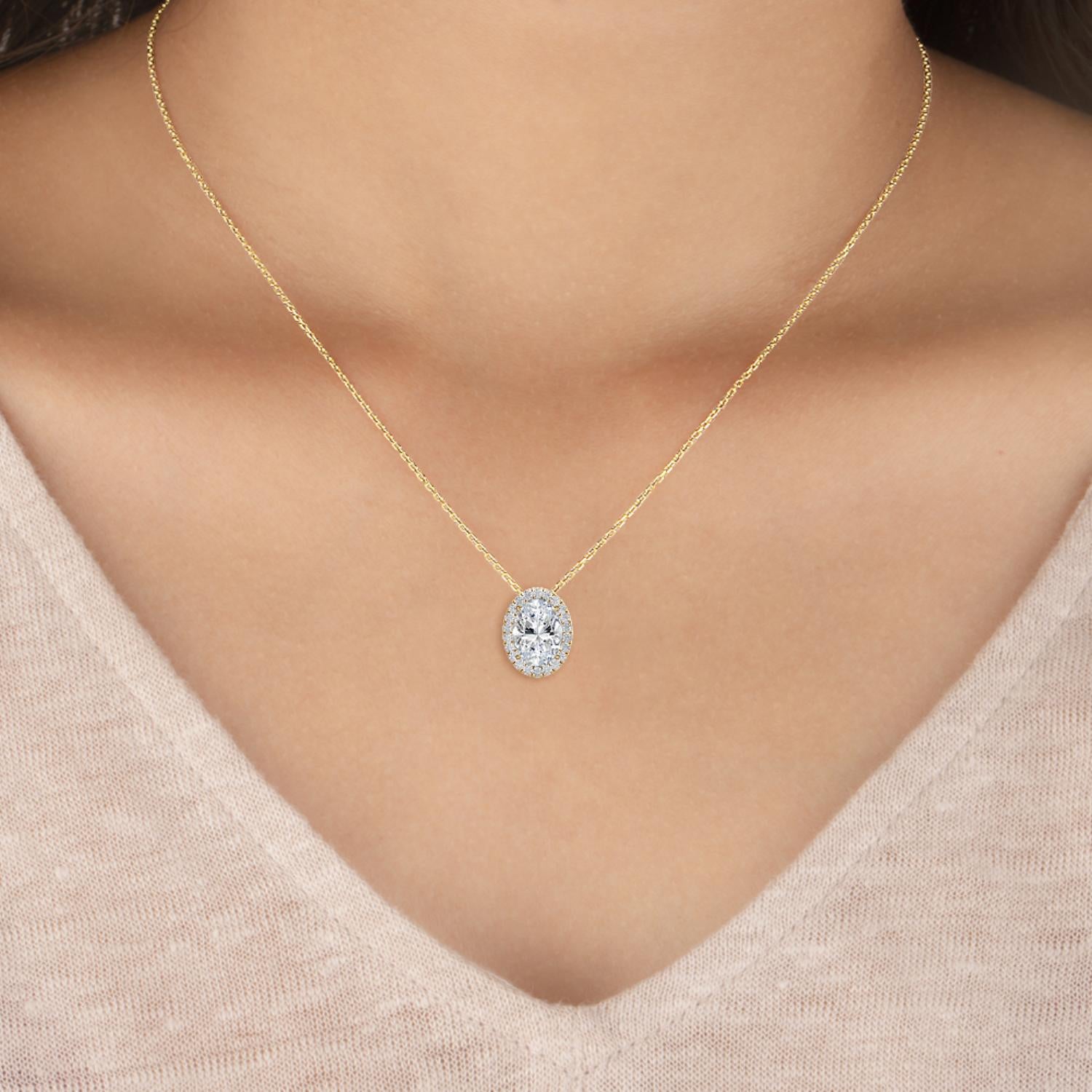 9K Yellow Gold Lab Grown Diamond PENDANT 0.80 ctw P31625OV-0.75CT
