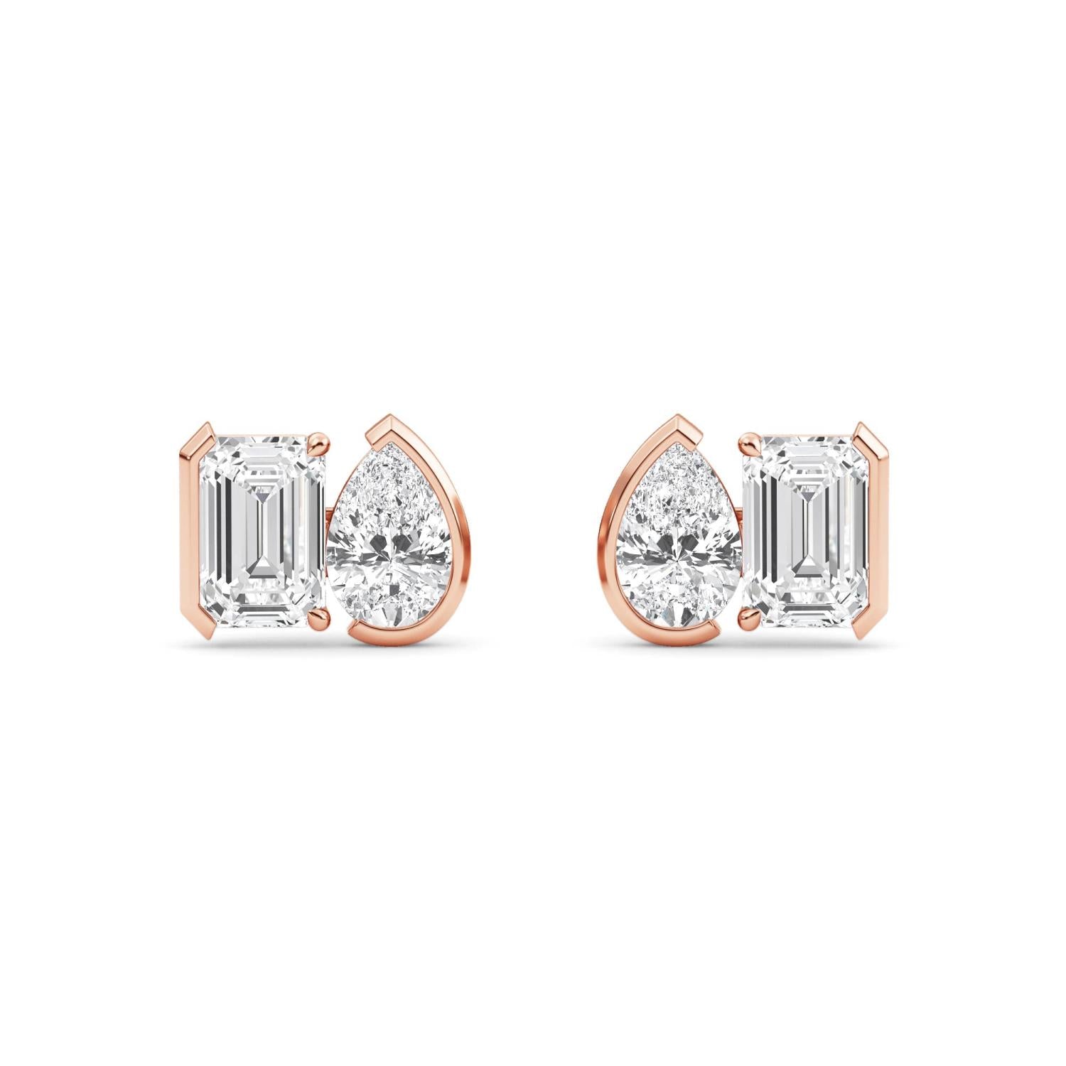 9K Rose Gold Lab Grown Diamond EARRINGS 2.32 ctw PSE210112EMPE-2.33CT