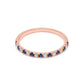 9k Rose Gold Lab Grown Diamond With Blue Sapphire Stone Stackable Ring R54041-0.10CT