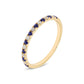 9K Yellow Gold Lab Grown Diamond With Blue Sapphire Stone Stackable Ring R54041-0.10CT