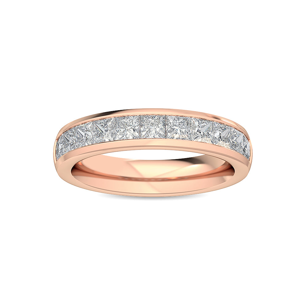 9k Rose Gold Lab Grown Diamond With Blue Sapphire Stone Stackable Ring R56522-0.63CTBS