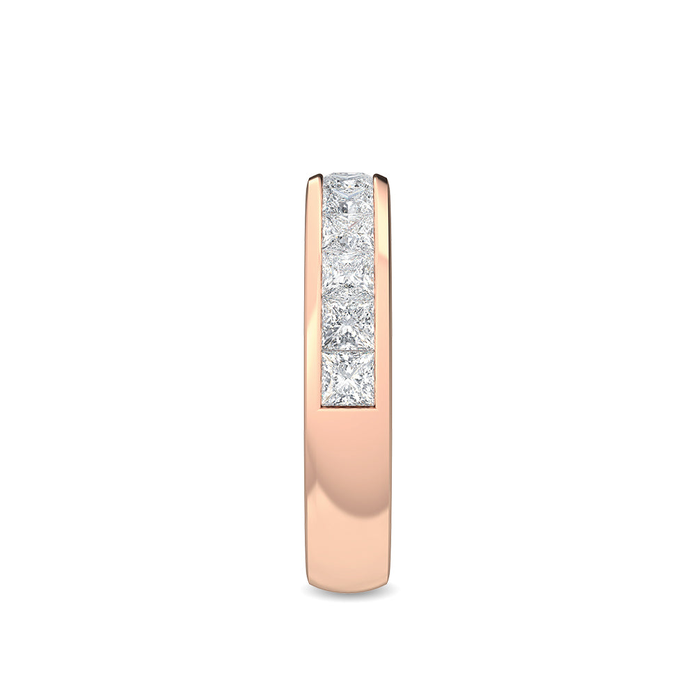9k Rose Gold Lab Grown Diamond With Blue Sapphire Stone Stackable Ring R56522-0.63CTBS