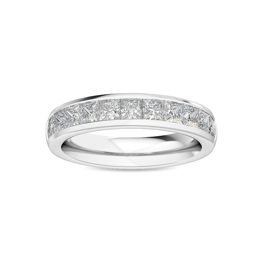9k White Gold Lab Grown Diamond With Blue Sapphire Stone Stackable Ring R56522-0.63CTBS