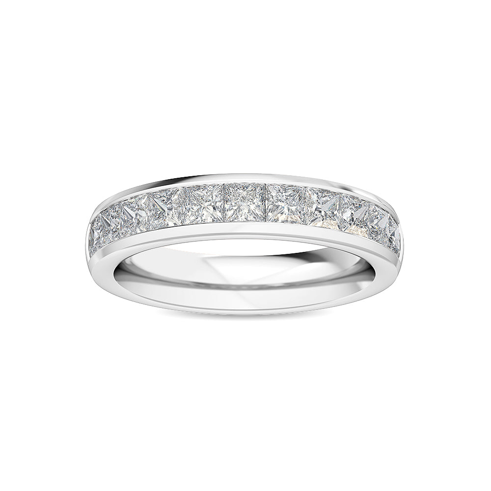 9k White Gold Lab Grown Diamond With Blue Sapphire Stone Stackable Ring R56522-0.63CTBS
