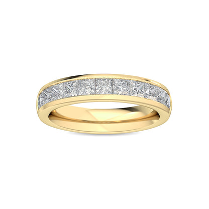 9K Yellow Gold Lab Grown Diamond With Blue Sapphire Stone Stackable Ring R56522-0.63CTBS