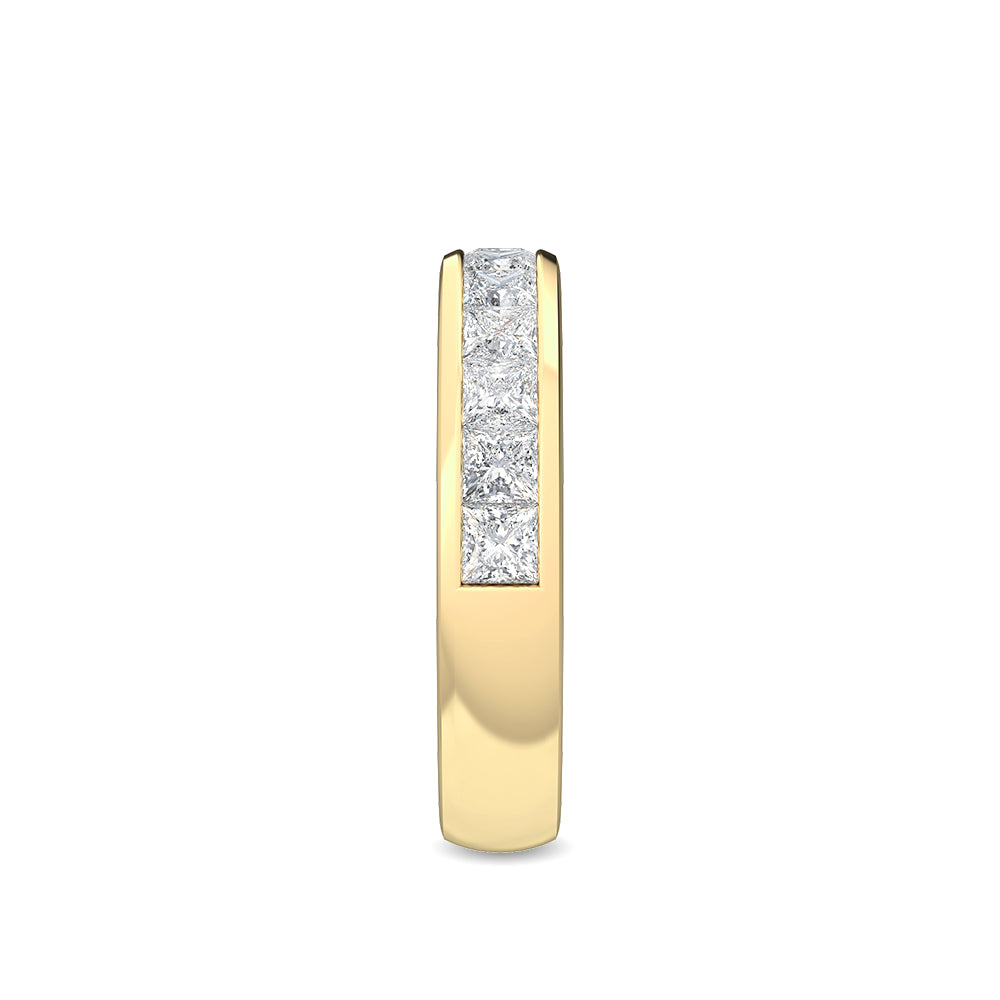 9K Yellow Gold Lab Grown Diamond With Blue Sapphire Stone Stackable Ring R56522-0.63CTBS